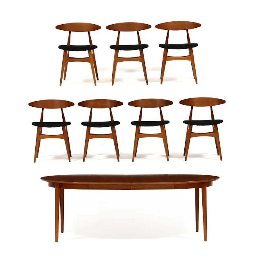 Hans Wegner (Denmark, 1914-2007), Teak Dining Table and Seven Chairs