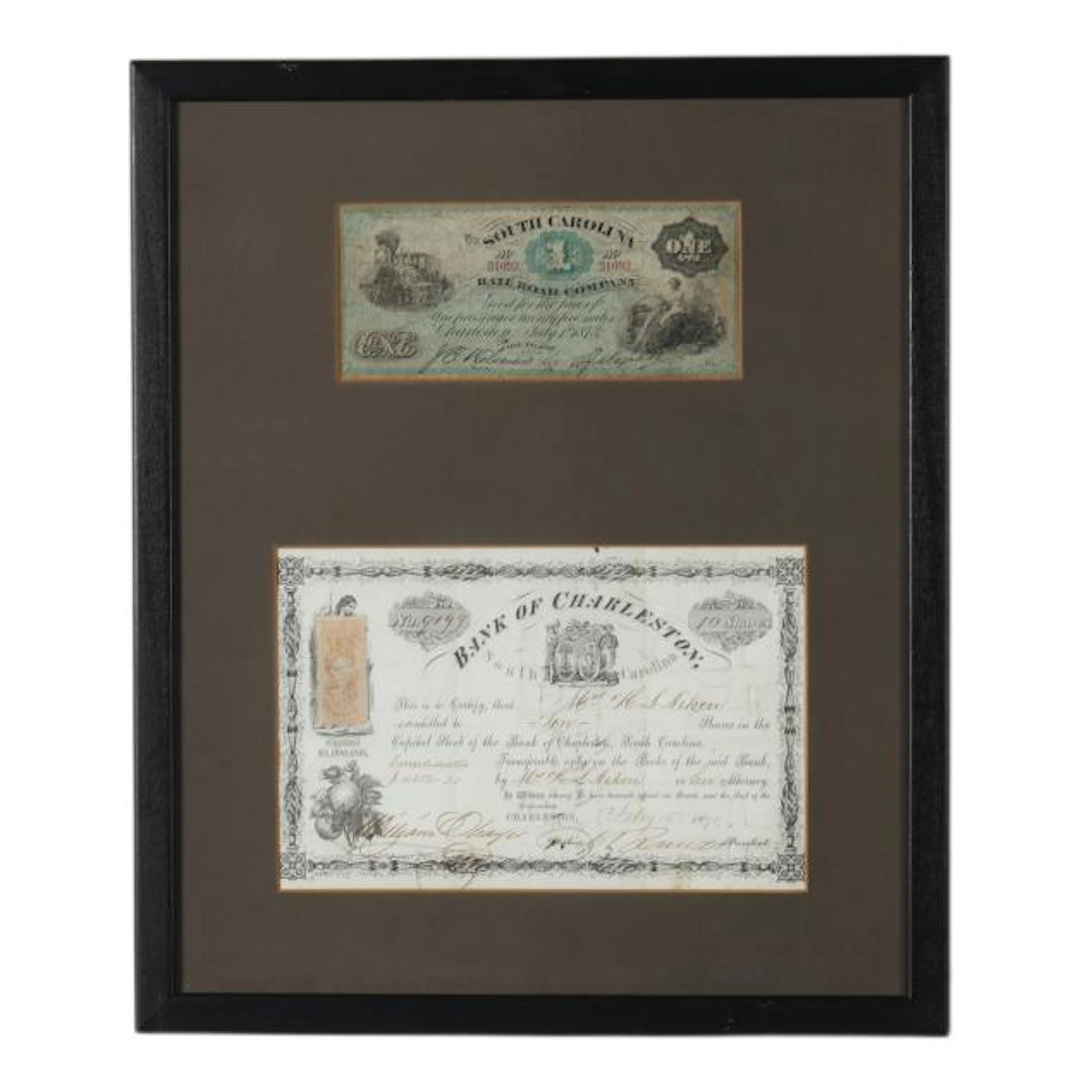 Two Reconstruction Era South Carolina Financial Documents