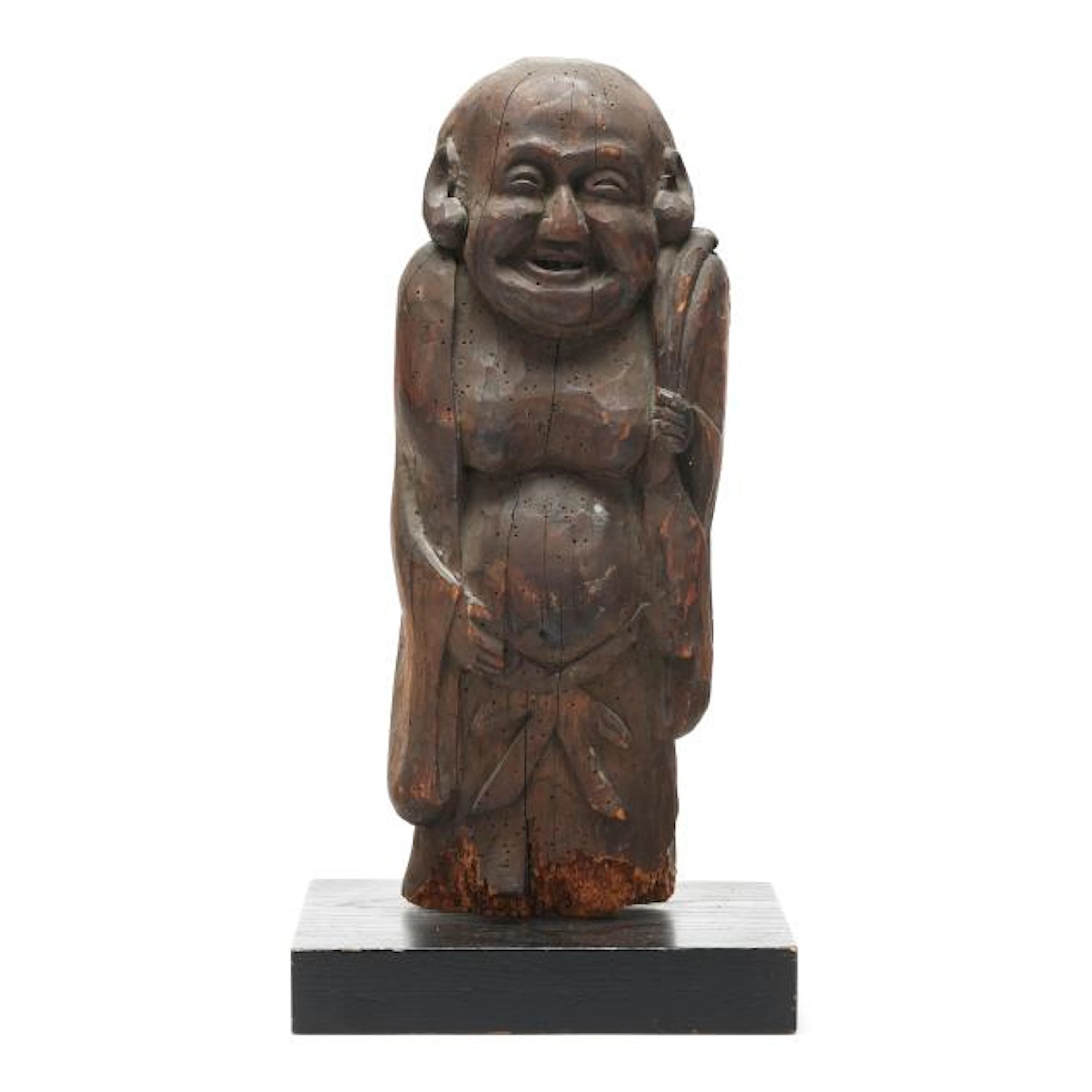 A Large Japanese Carved Wood Sculpture of Hotei