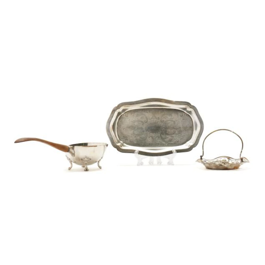 A Silver-Plated Brandy Warmer, Tray and Basket