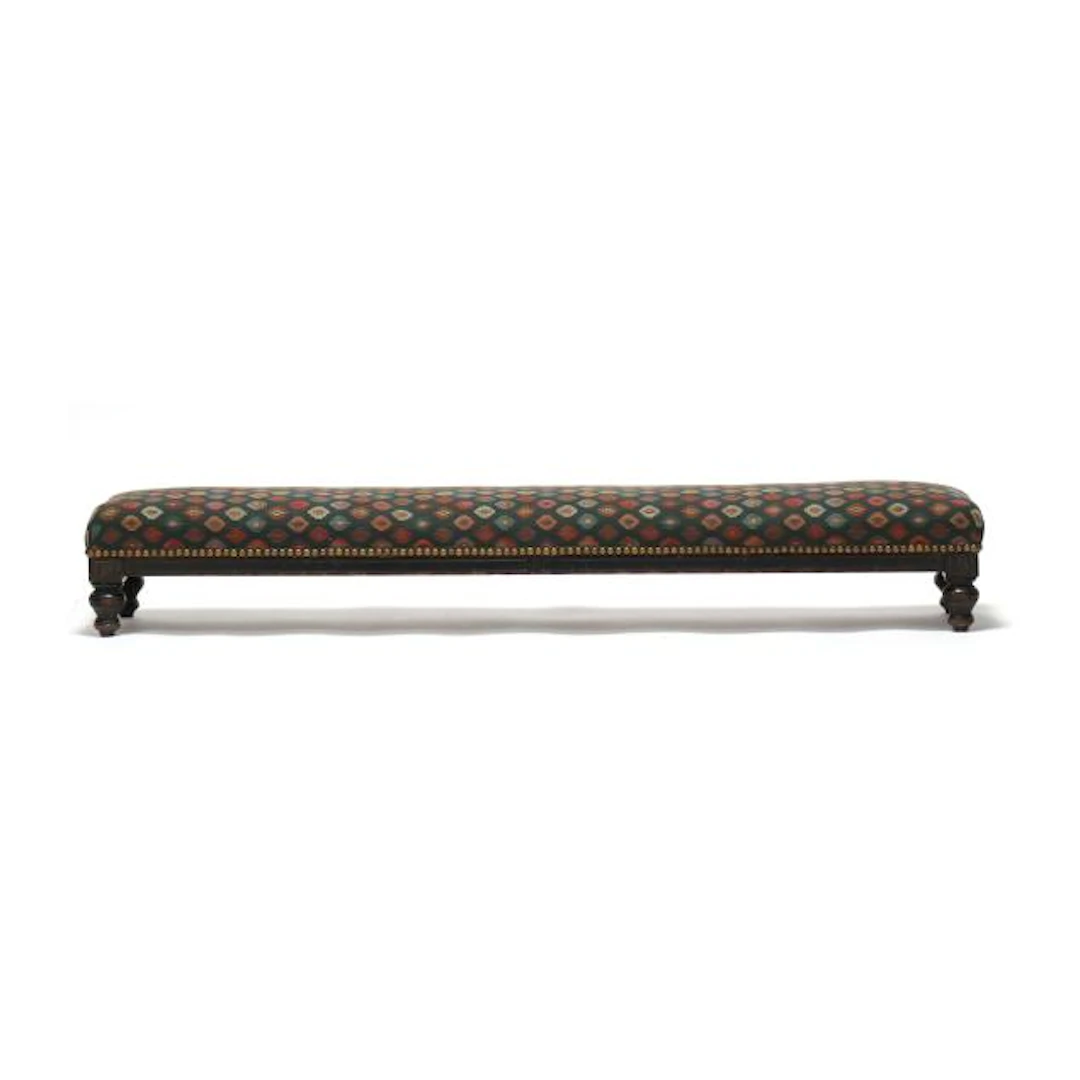 Ebonized and Parcel Gilt Antique Kneeling Bench
