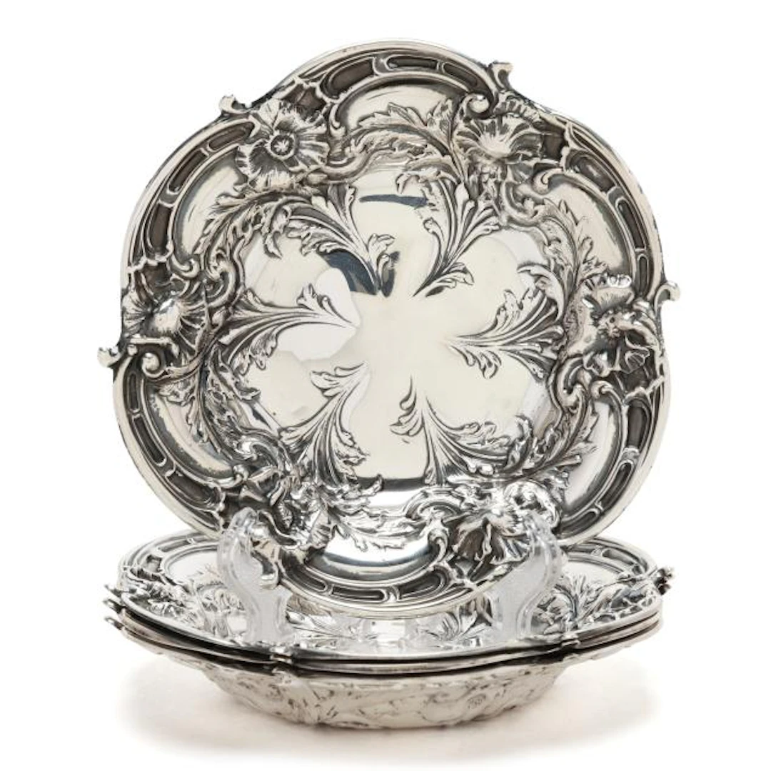 Set of Four Reed & Barton Six Fleurs Candy Dishes