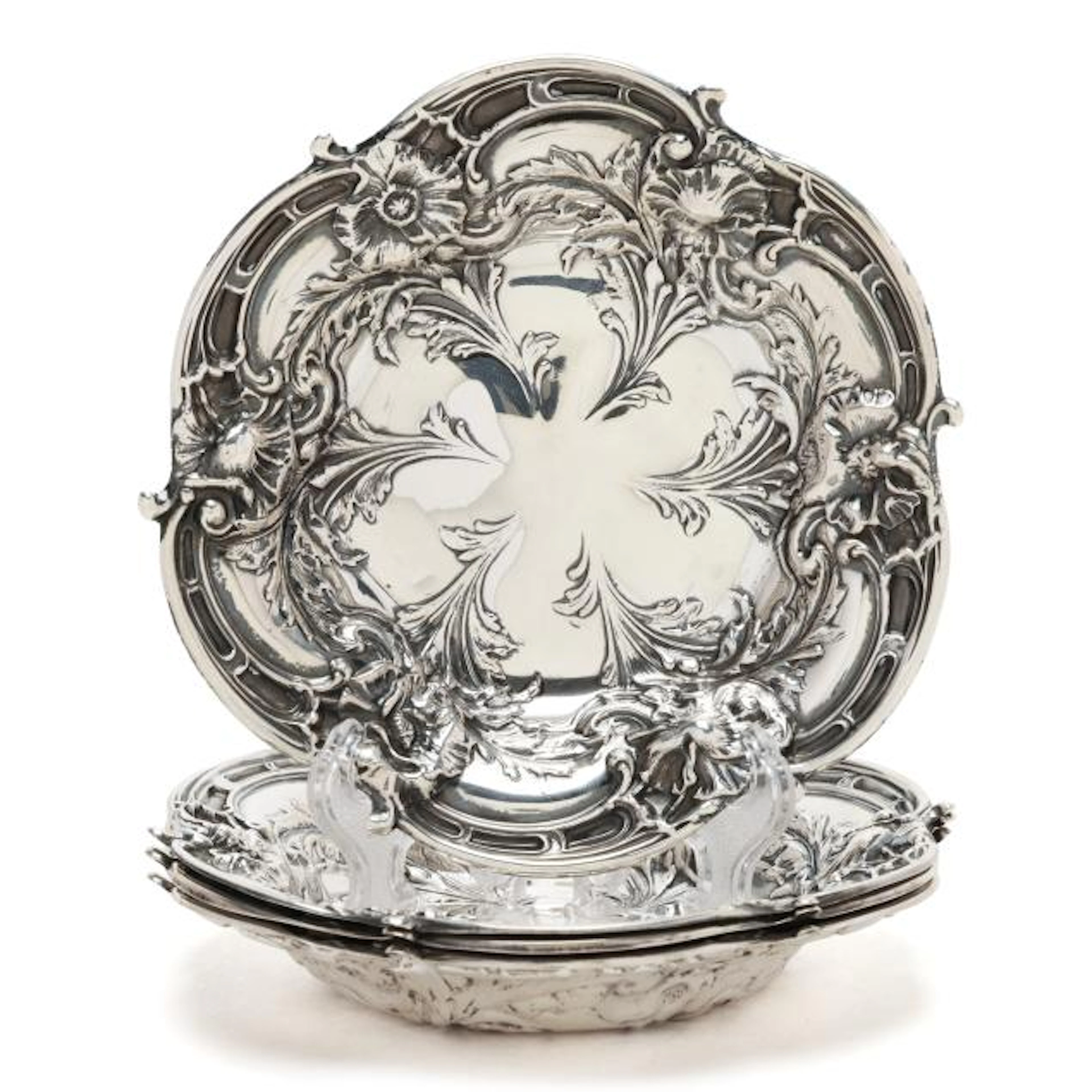 Set of Four Reed & Barton Six Fleurs Candy Dishes
