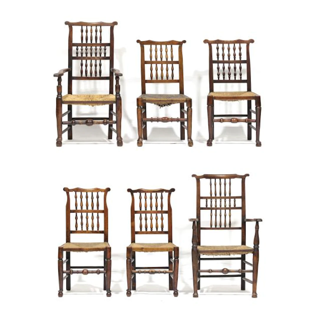 Six Assembled English Barrister Back Dining Chairs
