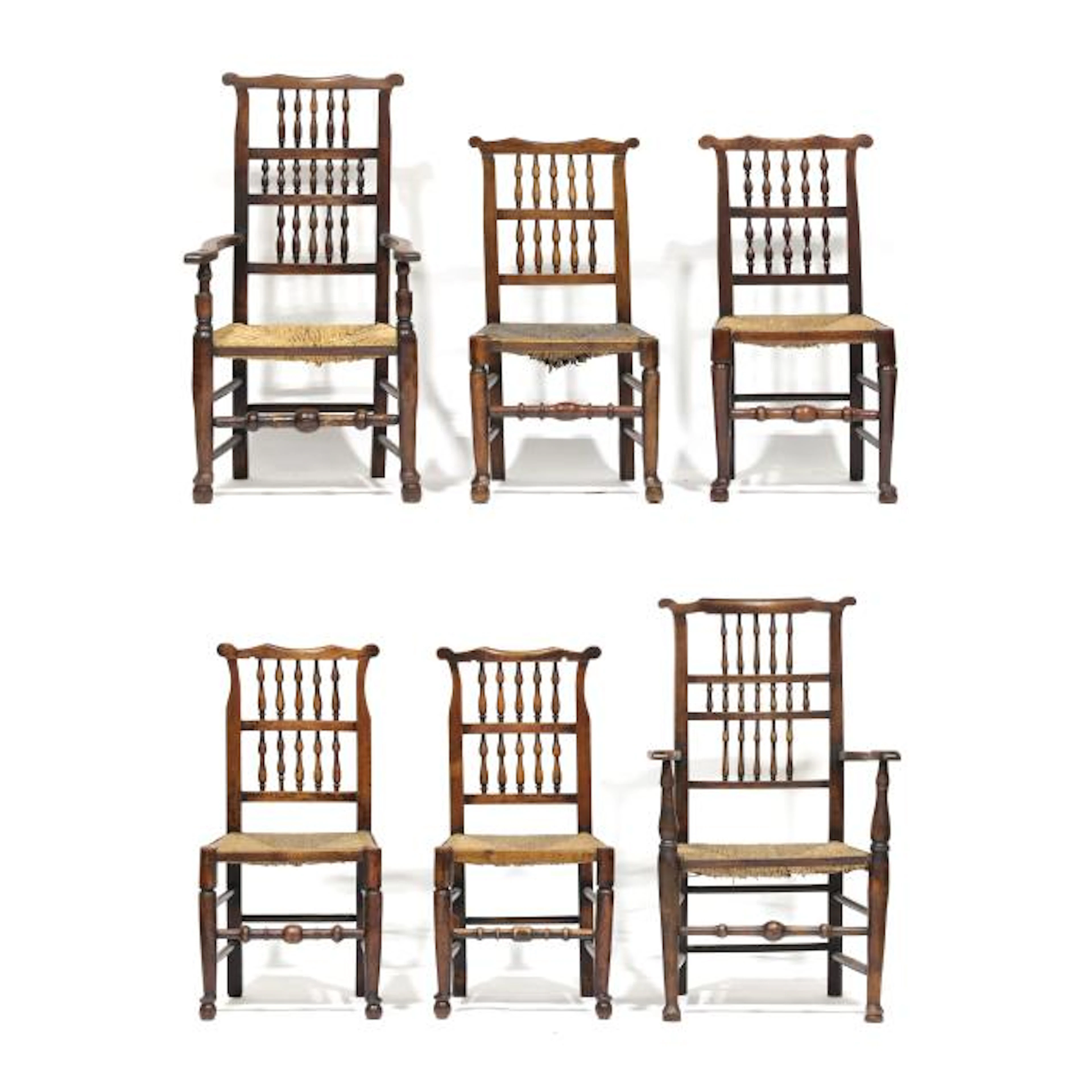 Six Assembled English Barrister Back Dining Chairs