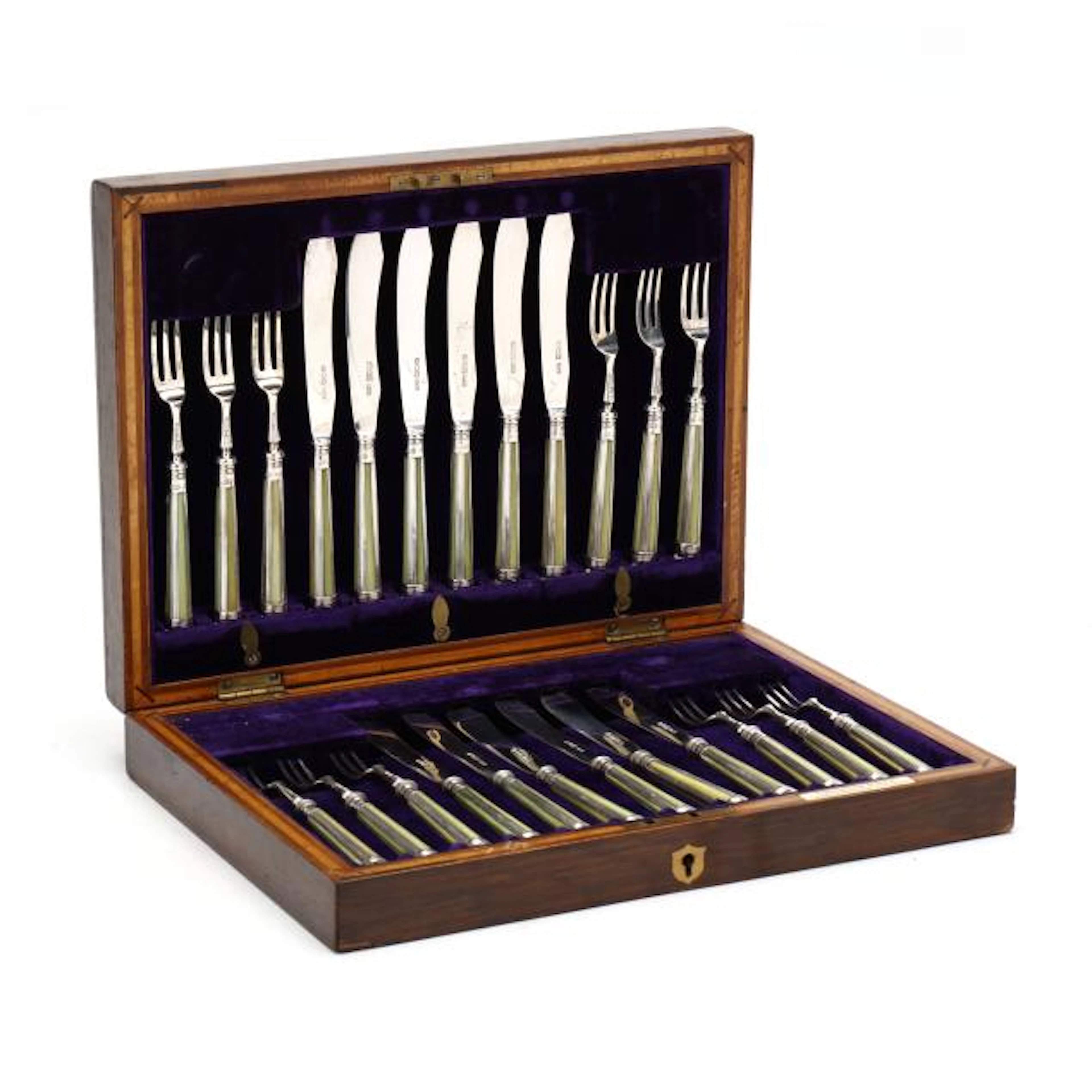 Cased George V Silver Fruit Service, Mark of Chrichton Bros.