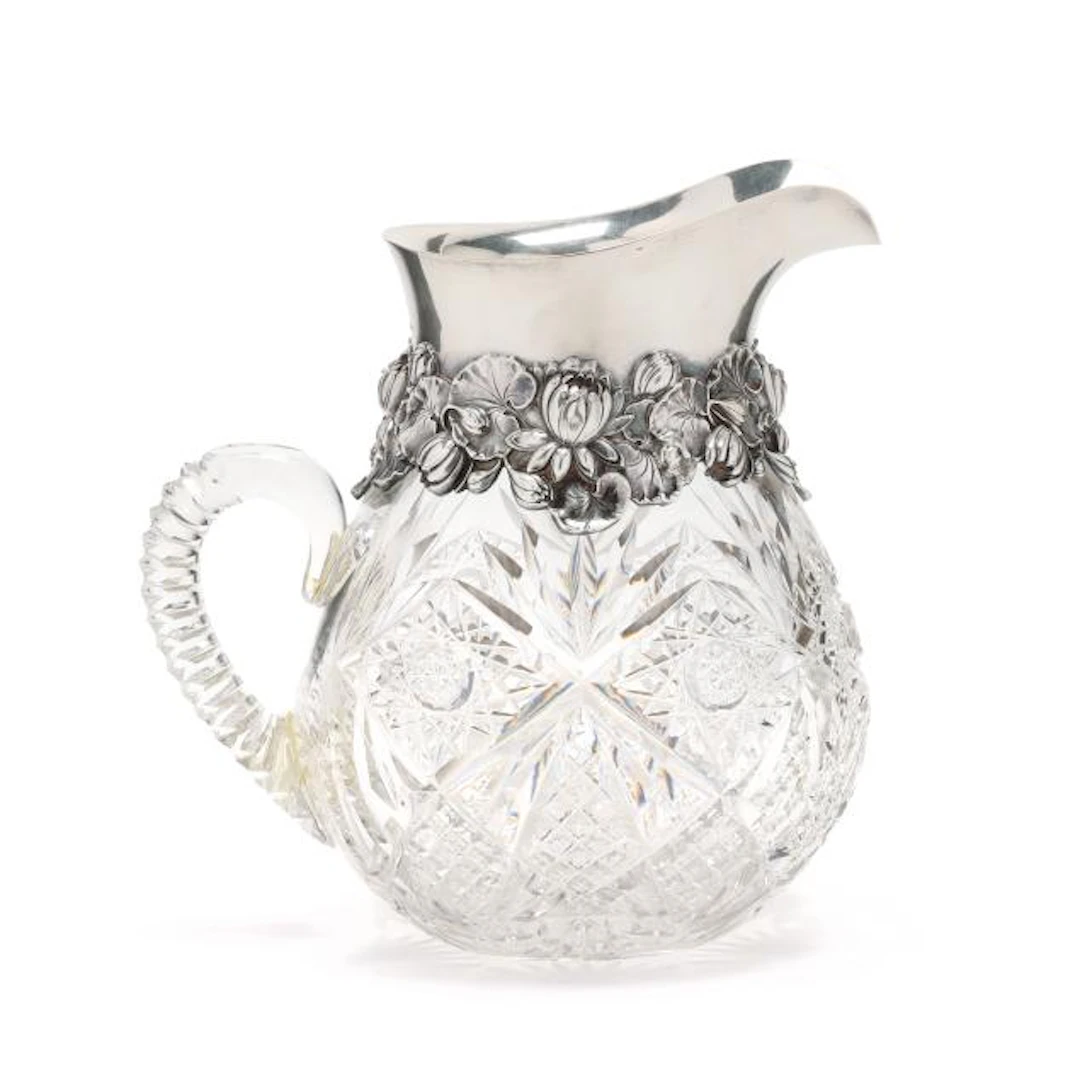 Gorham Sterling Silver Mounted Crystal Water Pitcher