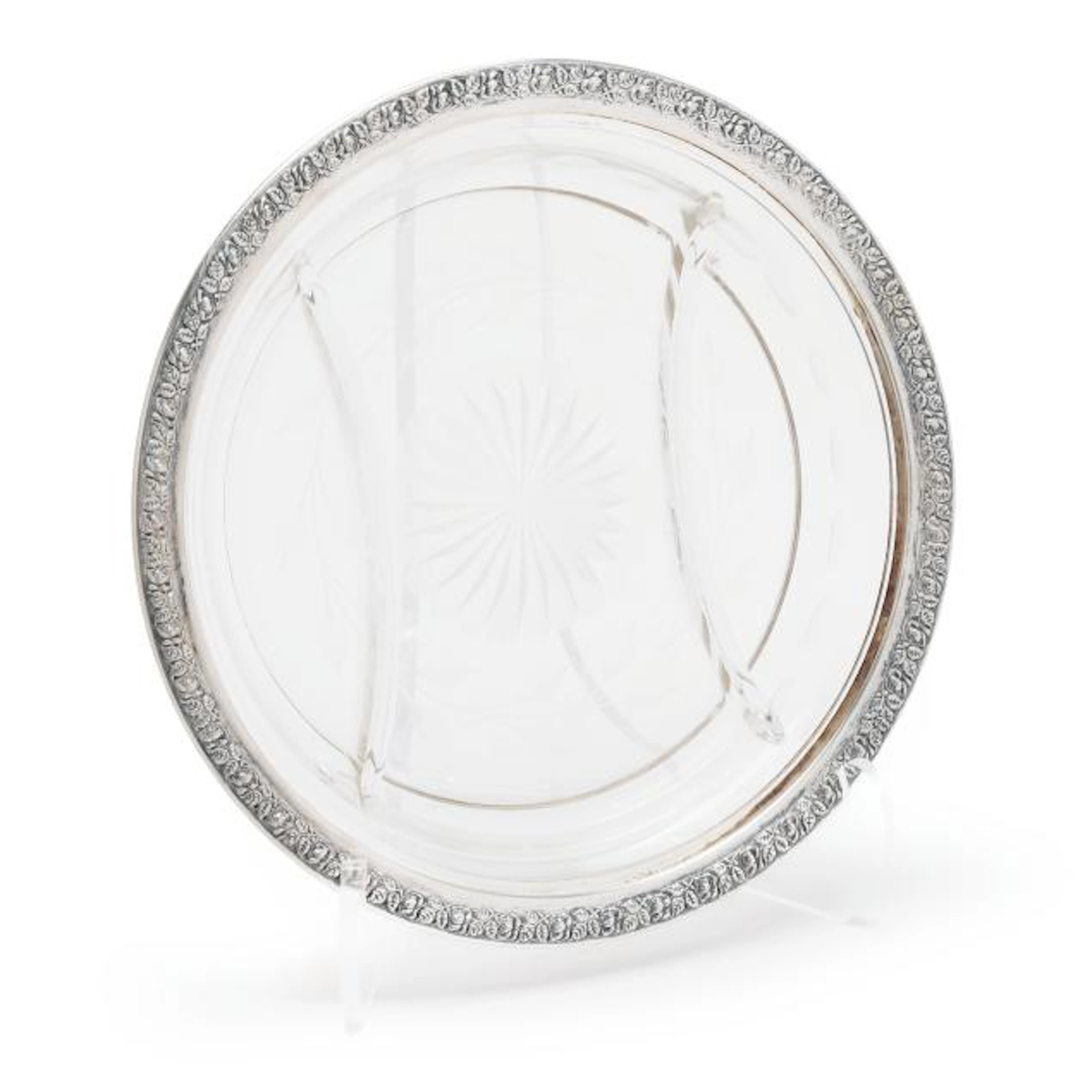 Wallace Sterling Silver and Cut Glass Divided Dish