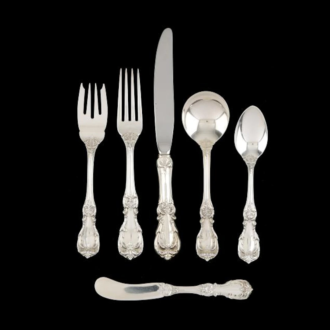 Reed & Barton Burgundy Sterling Silver Flatware Service for Twenty Four