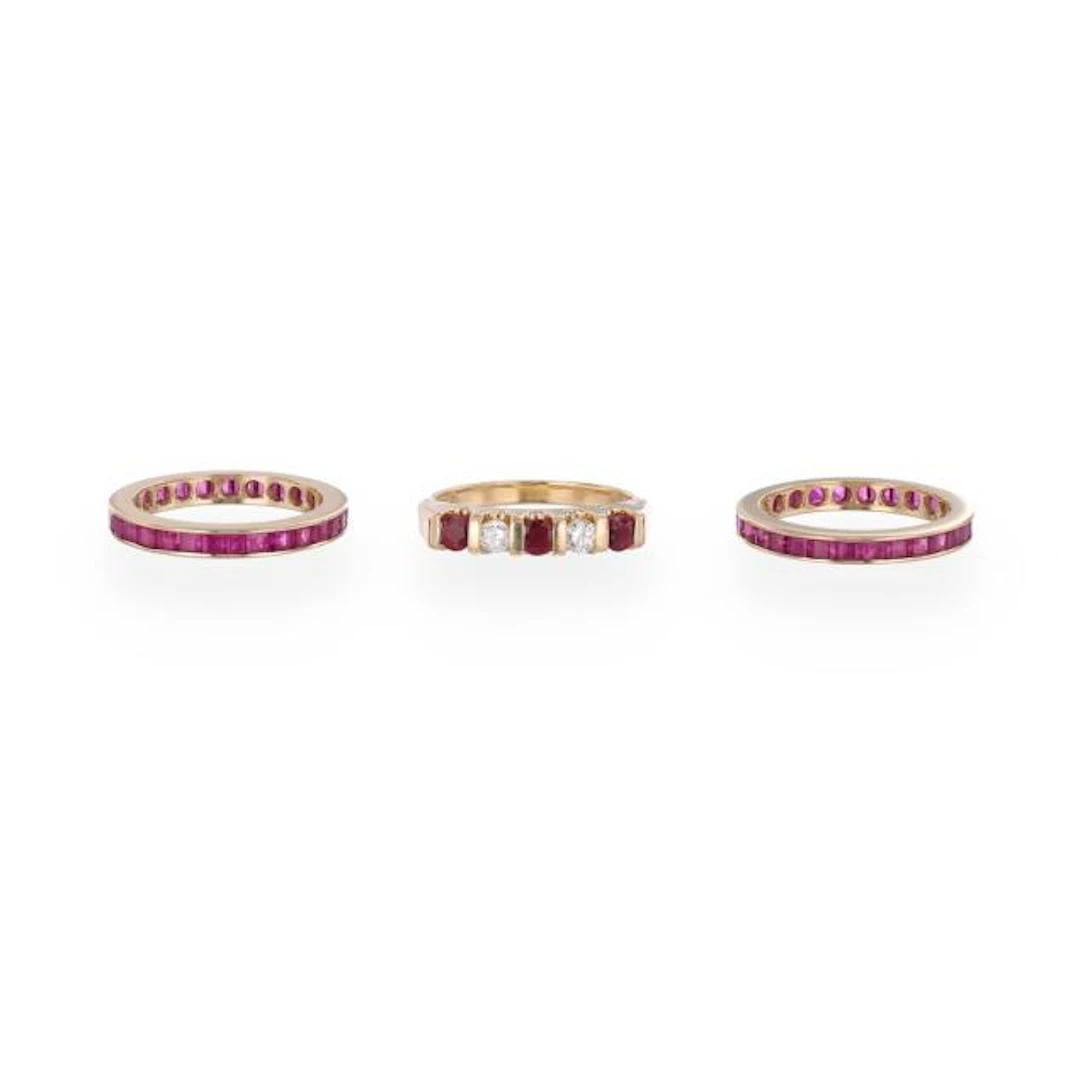 Group of Three Gold and Gem-Set Rings