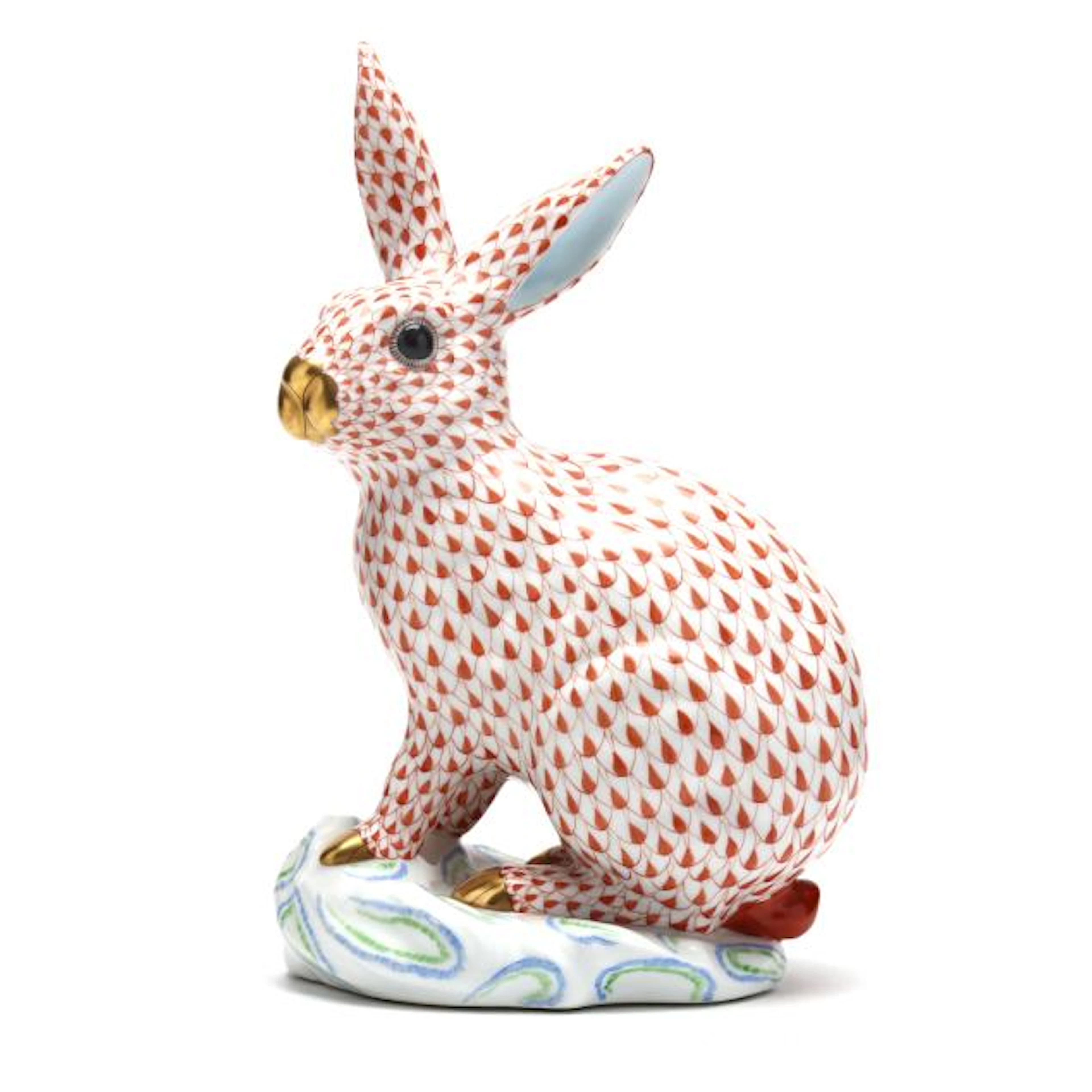 Herend, Large Rust Fishnet Rabbit