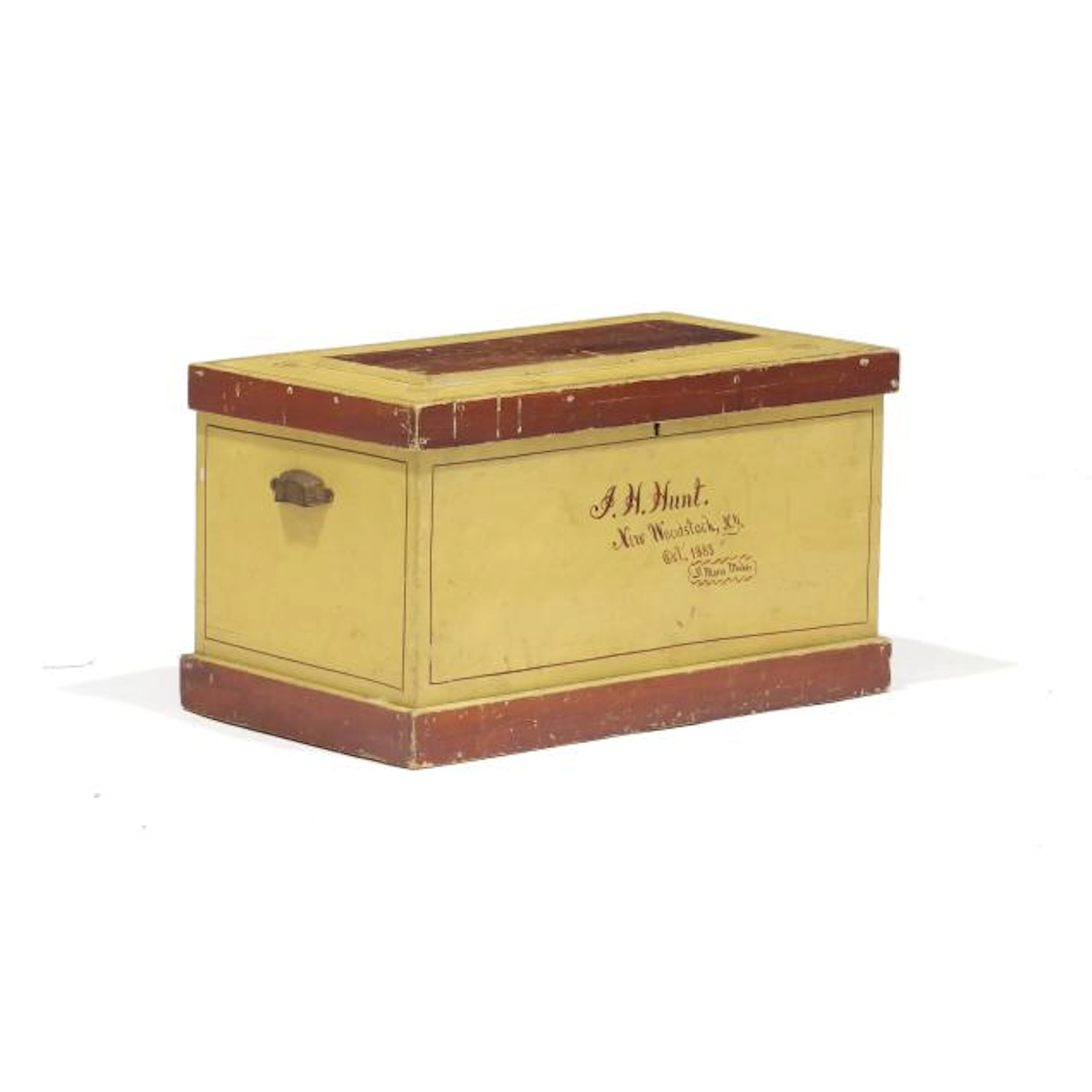 Antique American Folk Painted and Inscribed Chest