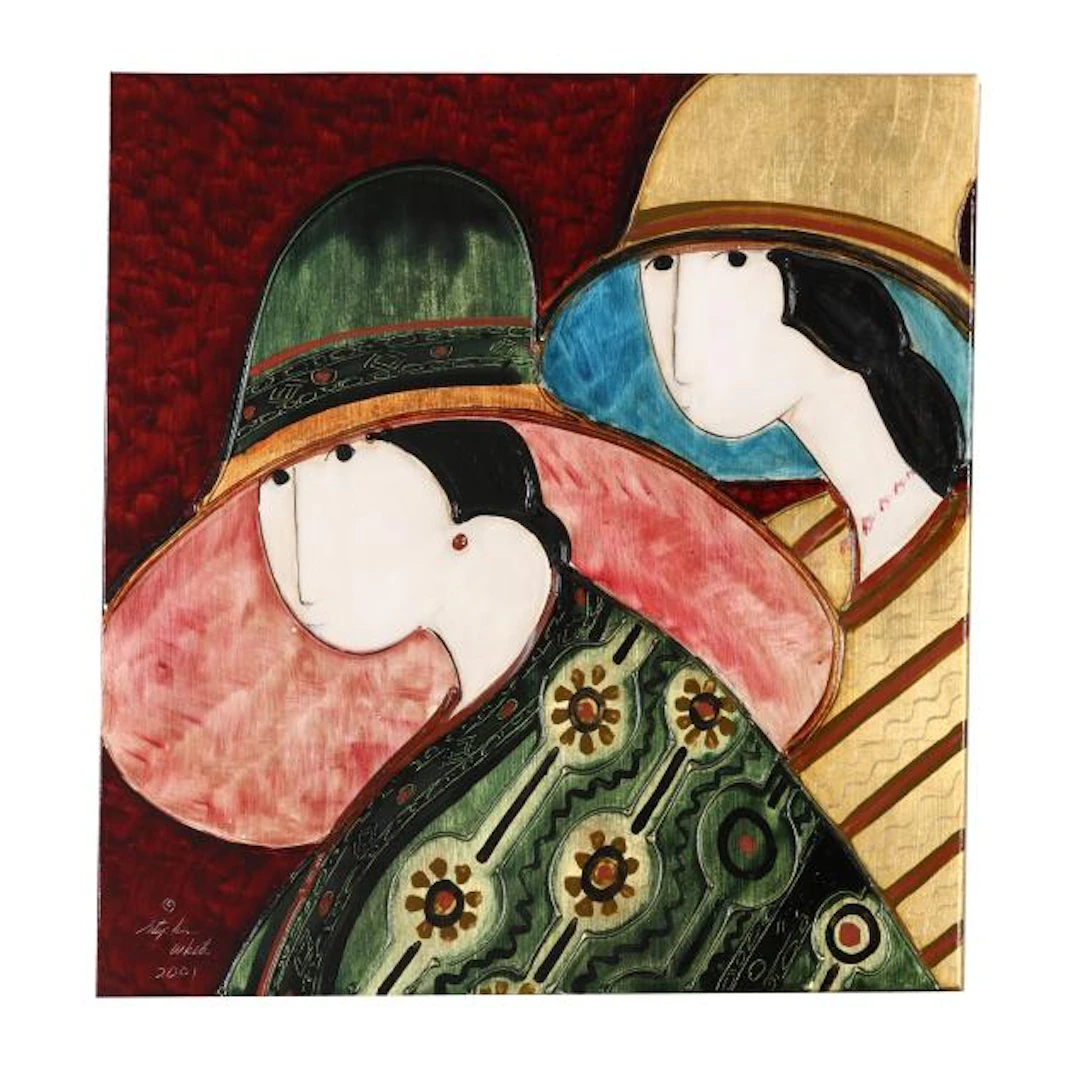 Stephen White (NC), Two Ladies in Hats and Kimonos