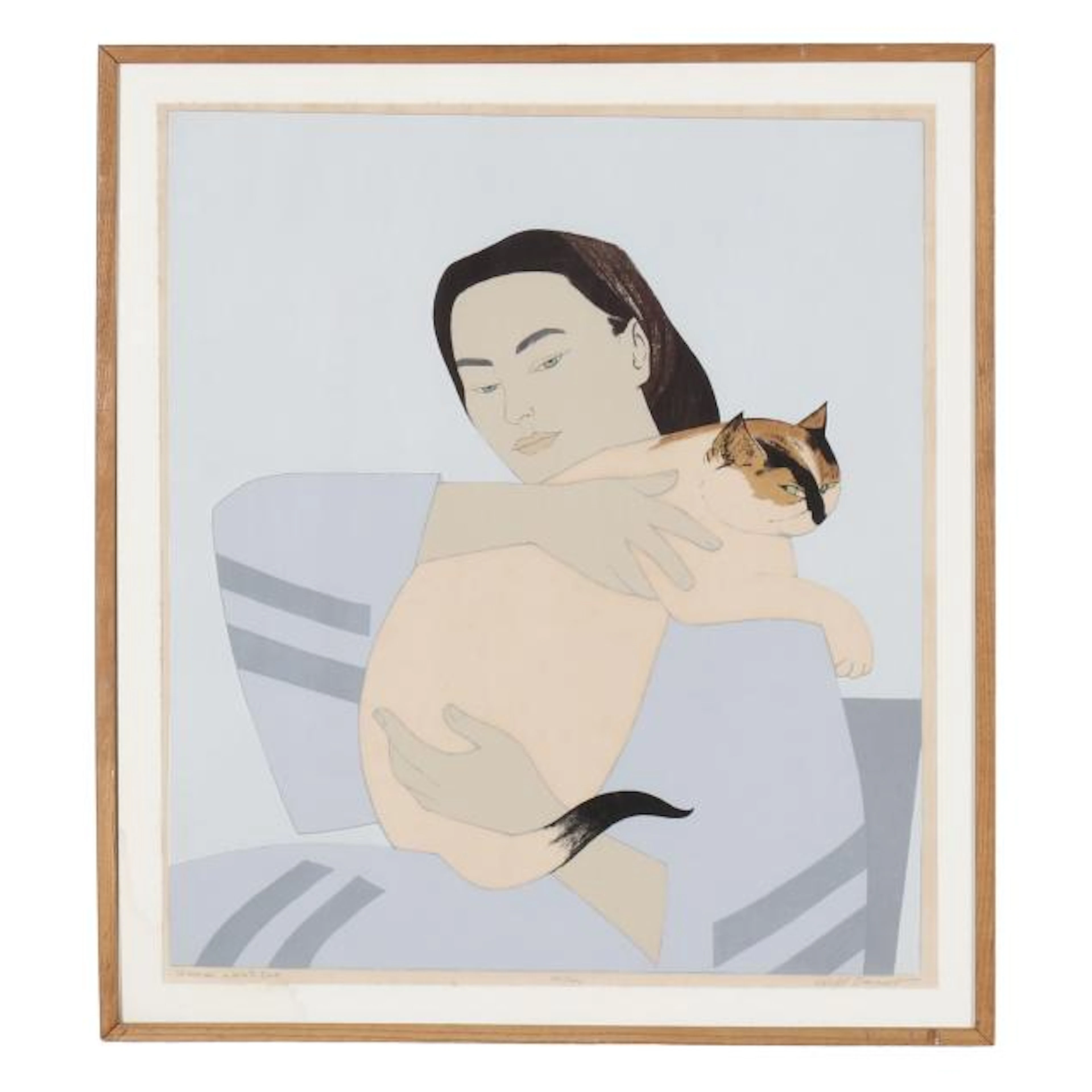Will Barnet (American, 1911-2012), Woman and White Cat