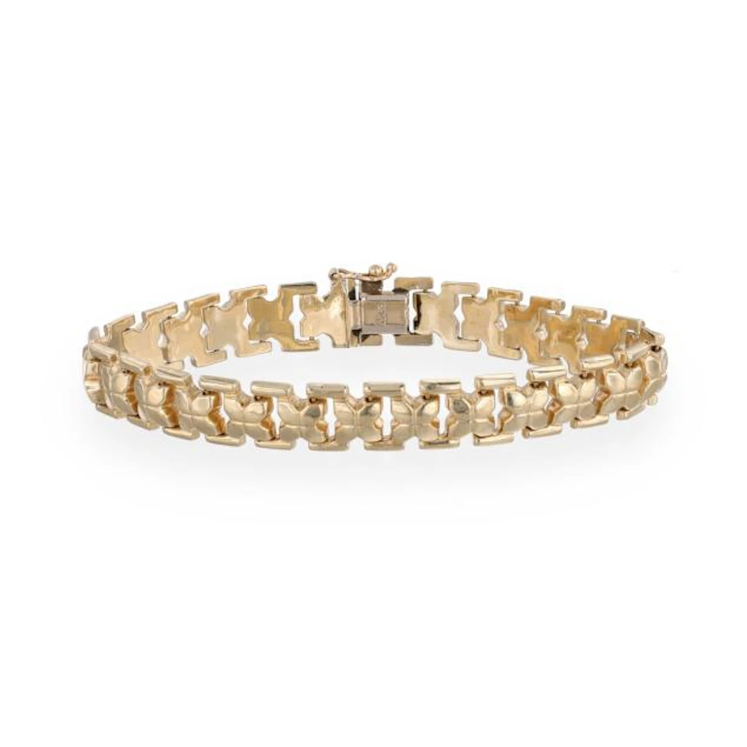 Gold 'X' Motif Link Bracelet, Italy