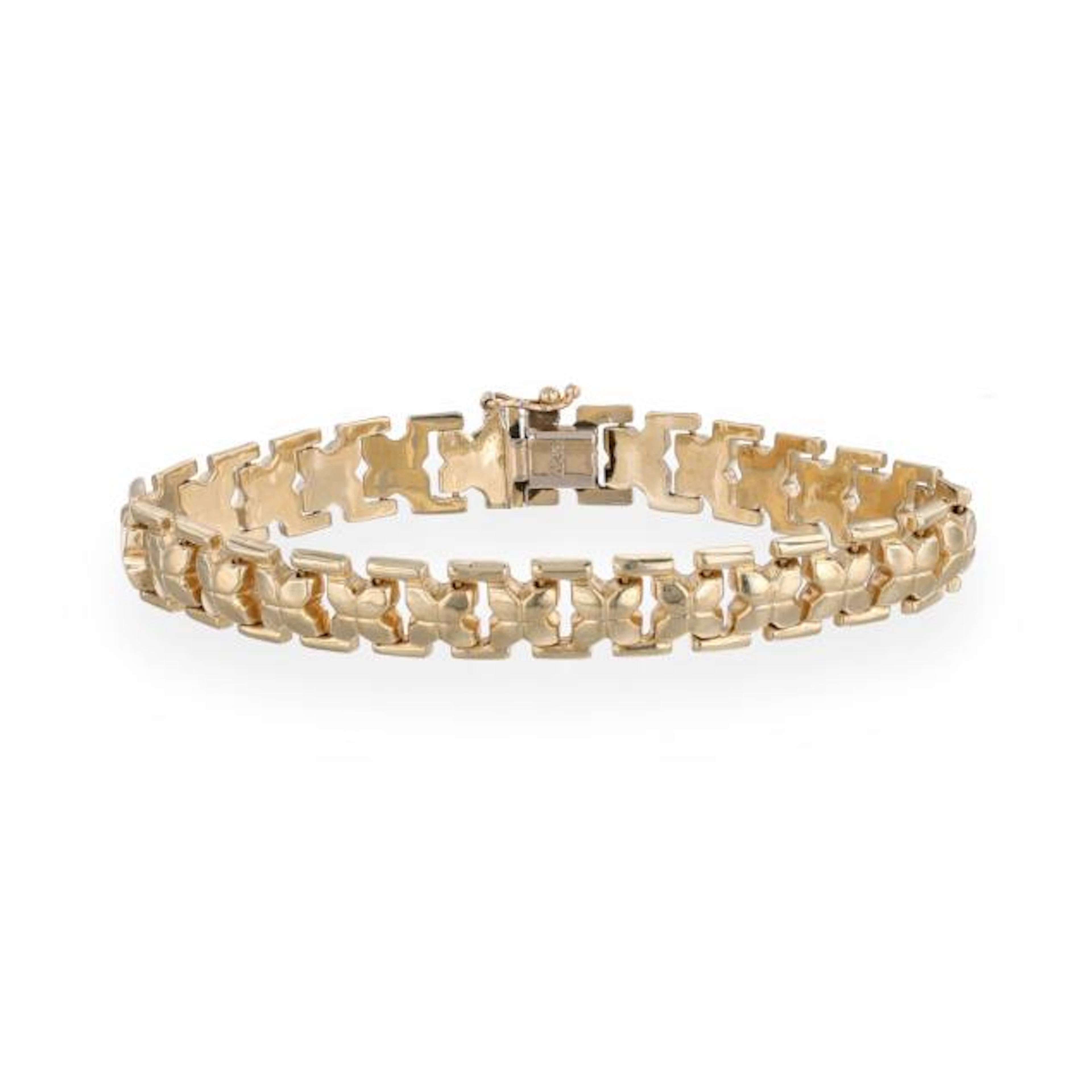 Gold 'X' Motif Link Bracelet, Italy