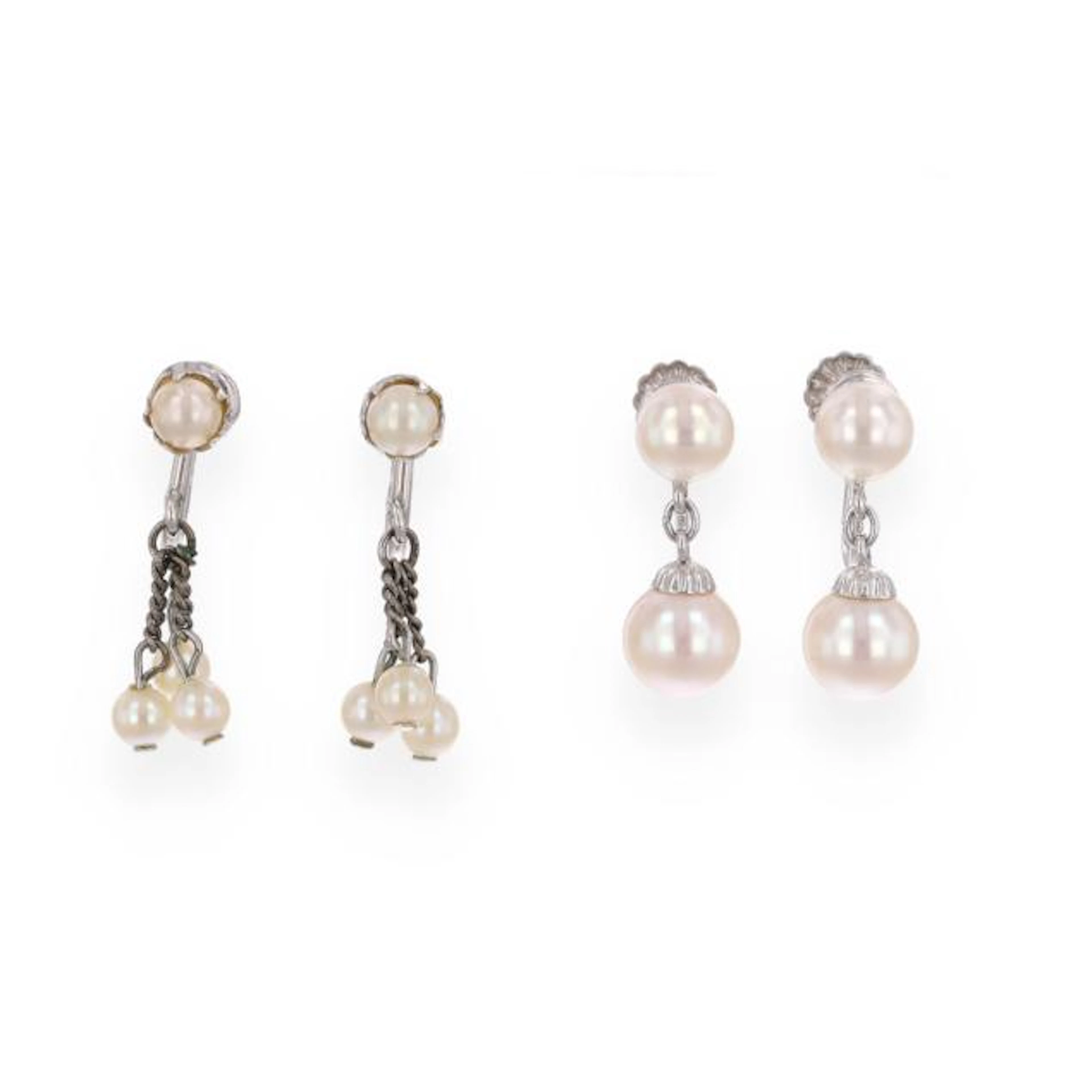 Two Pairs of Pearl Dangle Earrings