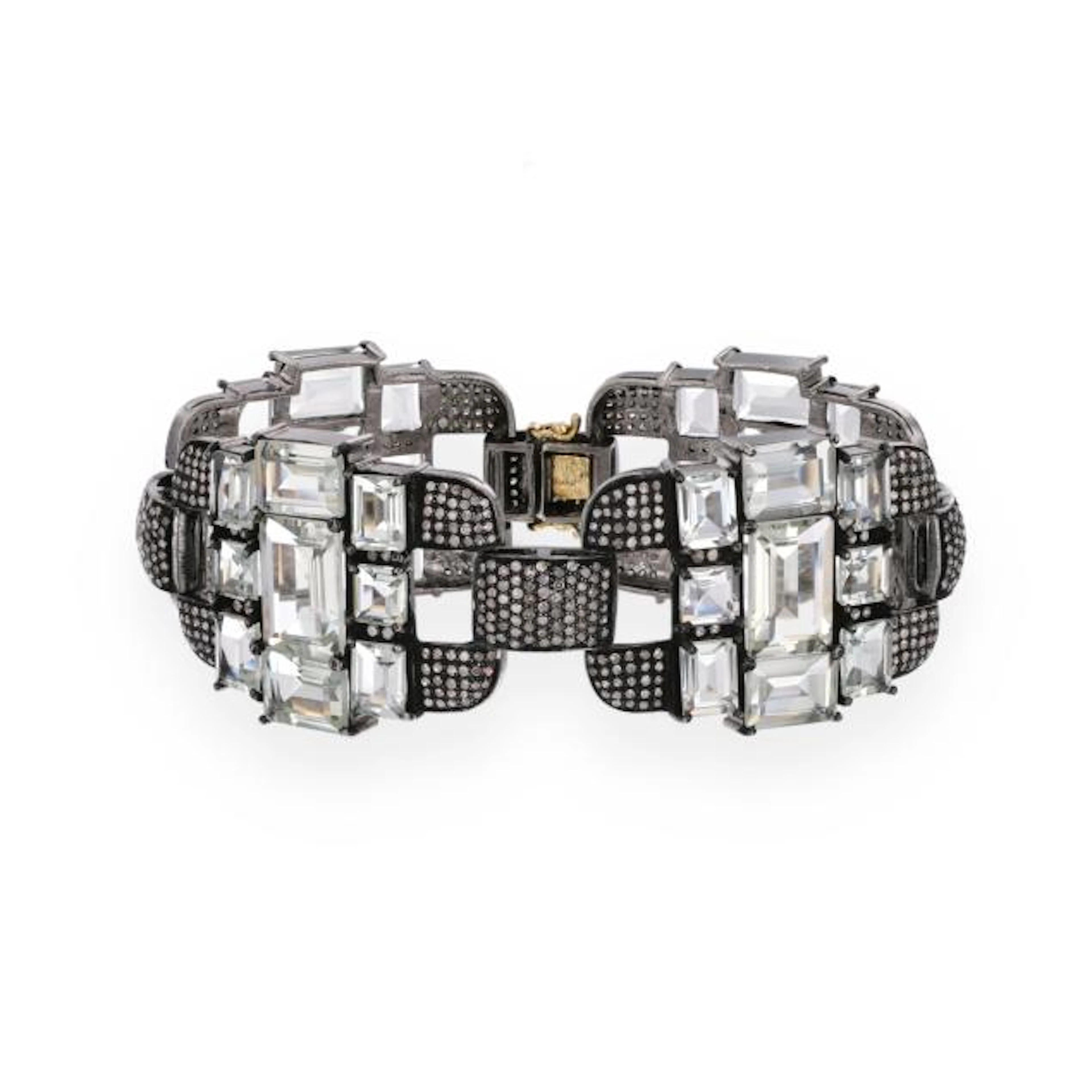 Silver, Green Quartz, and Diamond Bracelet