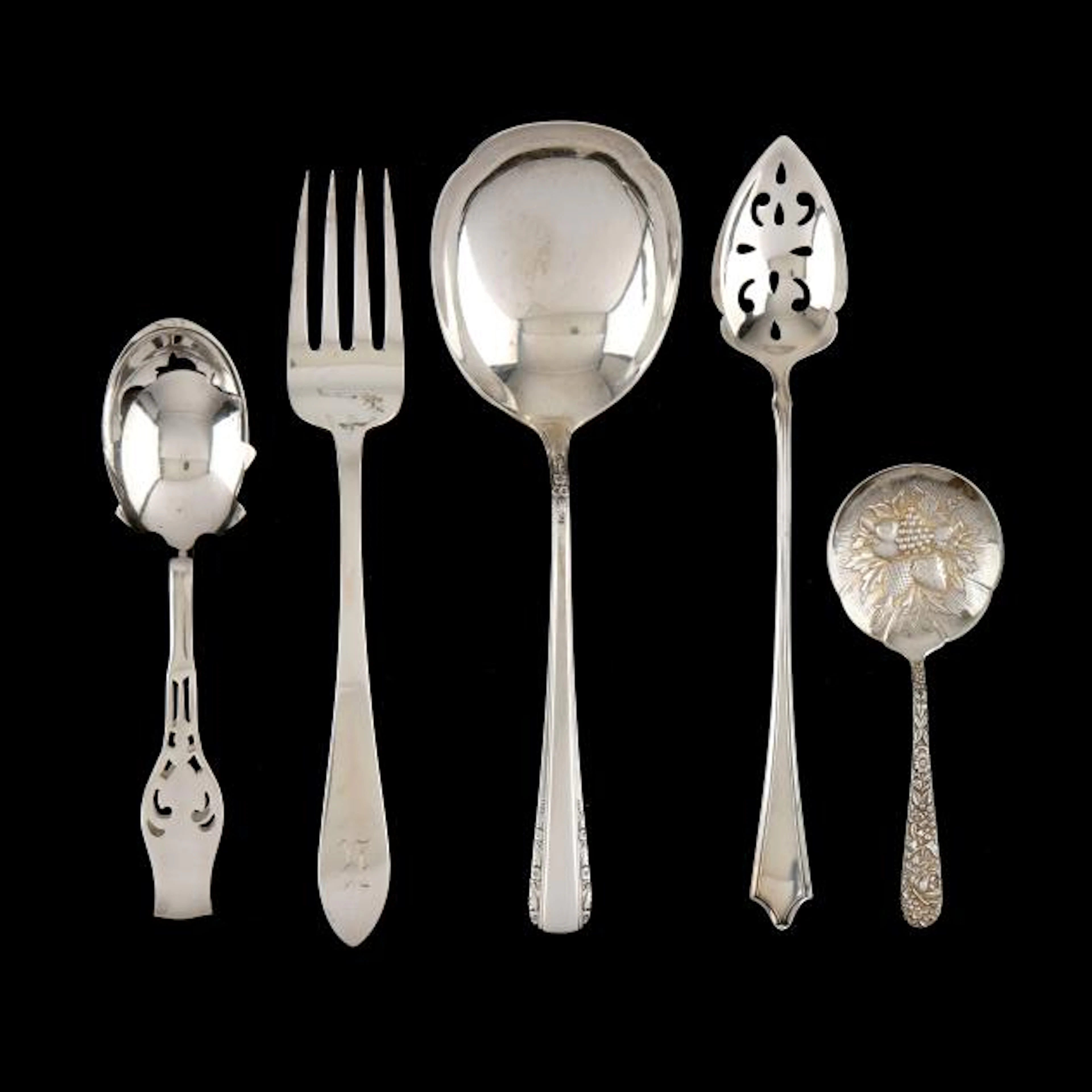 Five Sterling Silver Flatware Servers