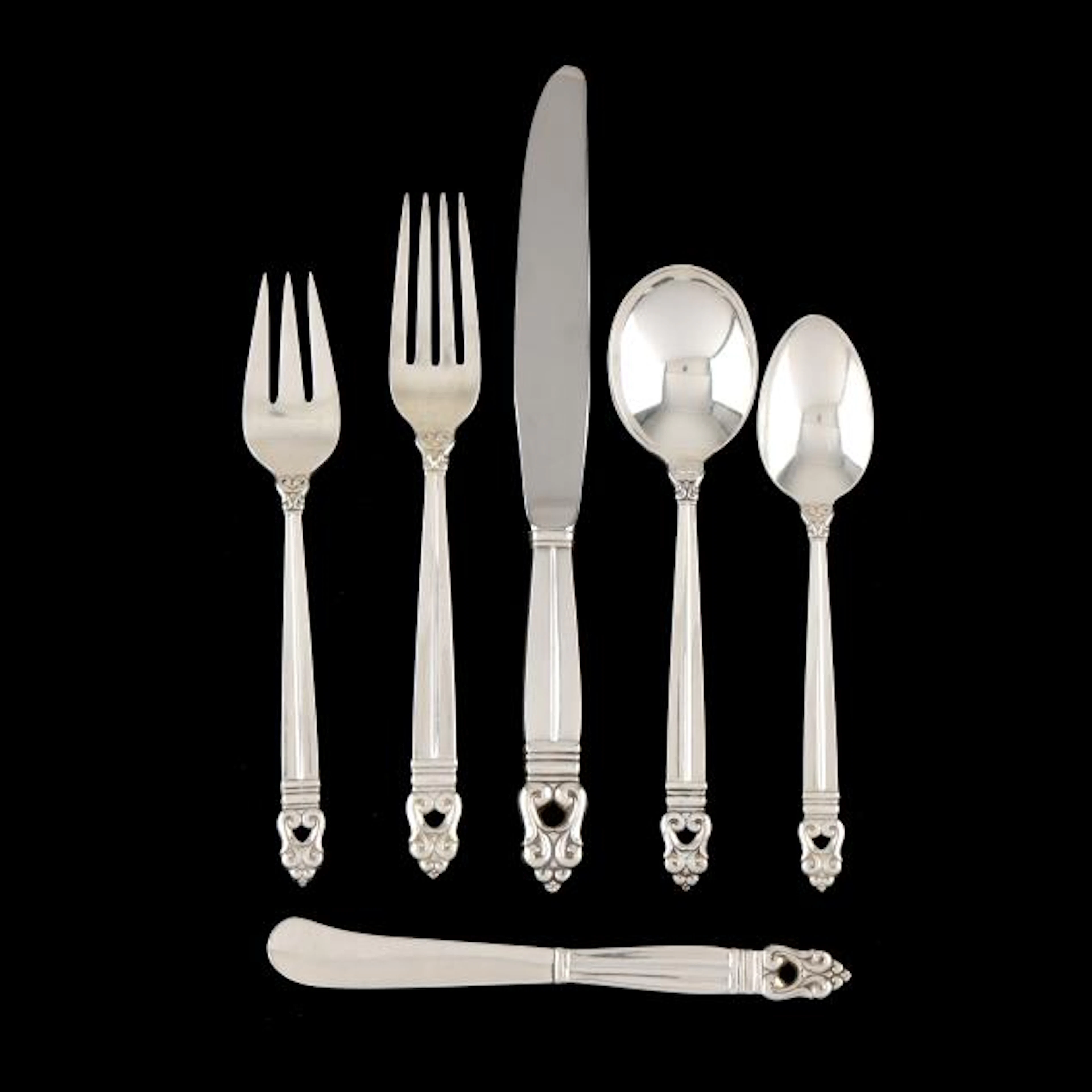 International Royal Danish Sterling Silver Flatware Service