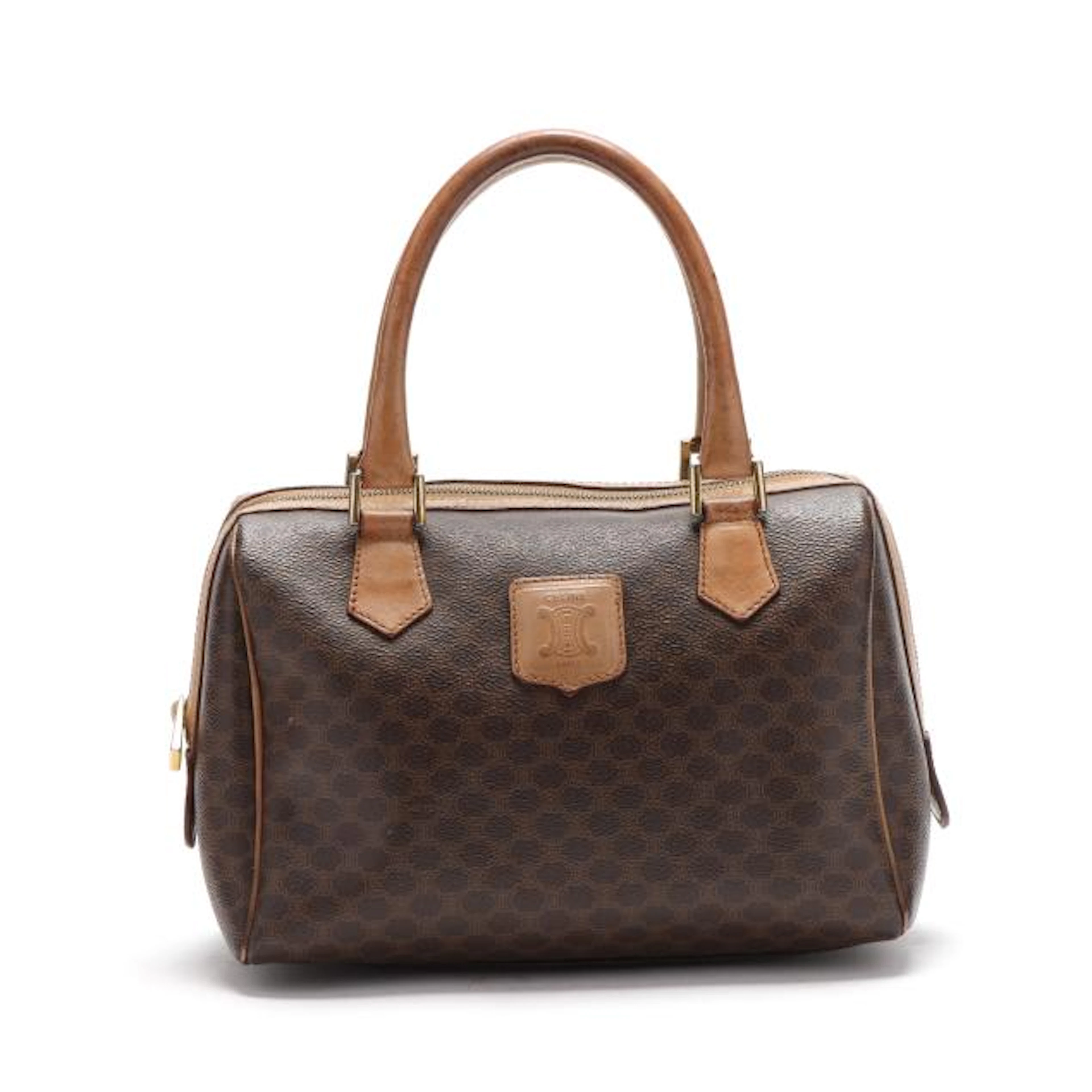 Vintage Brown Macadam Boston Bag, Celine