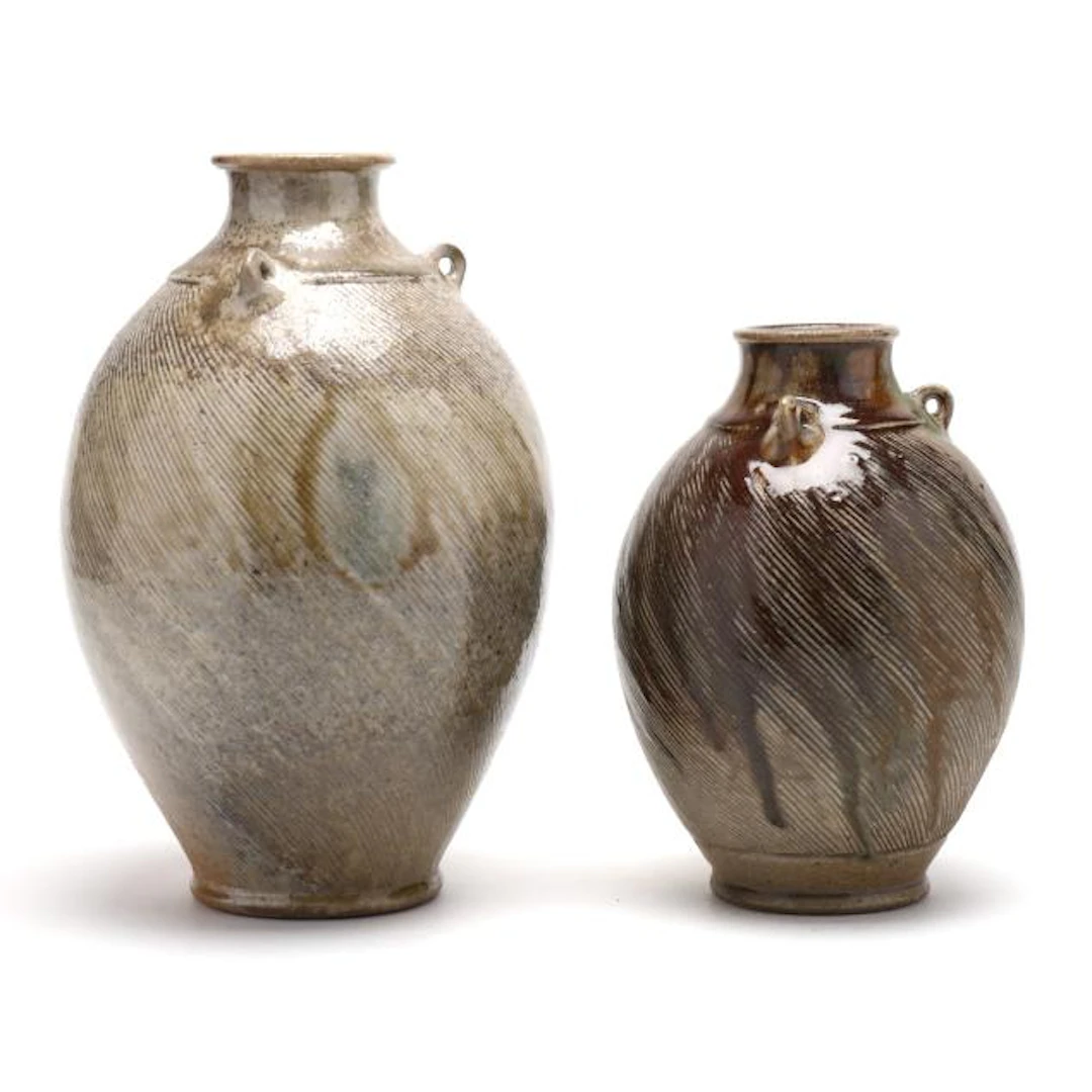Ben Owen III (Seagrove, NC, b. 1968), Two Combed Edo Jars