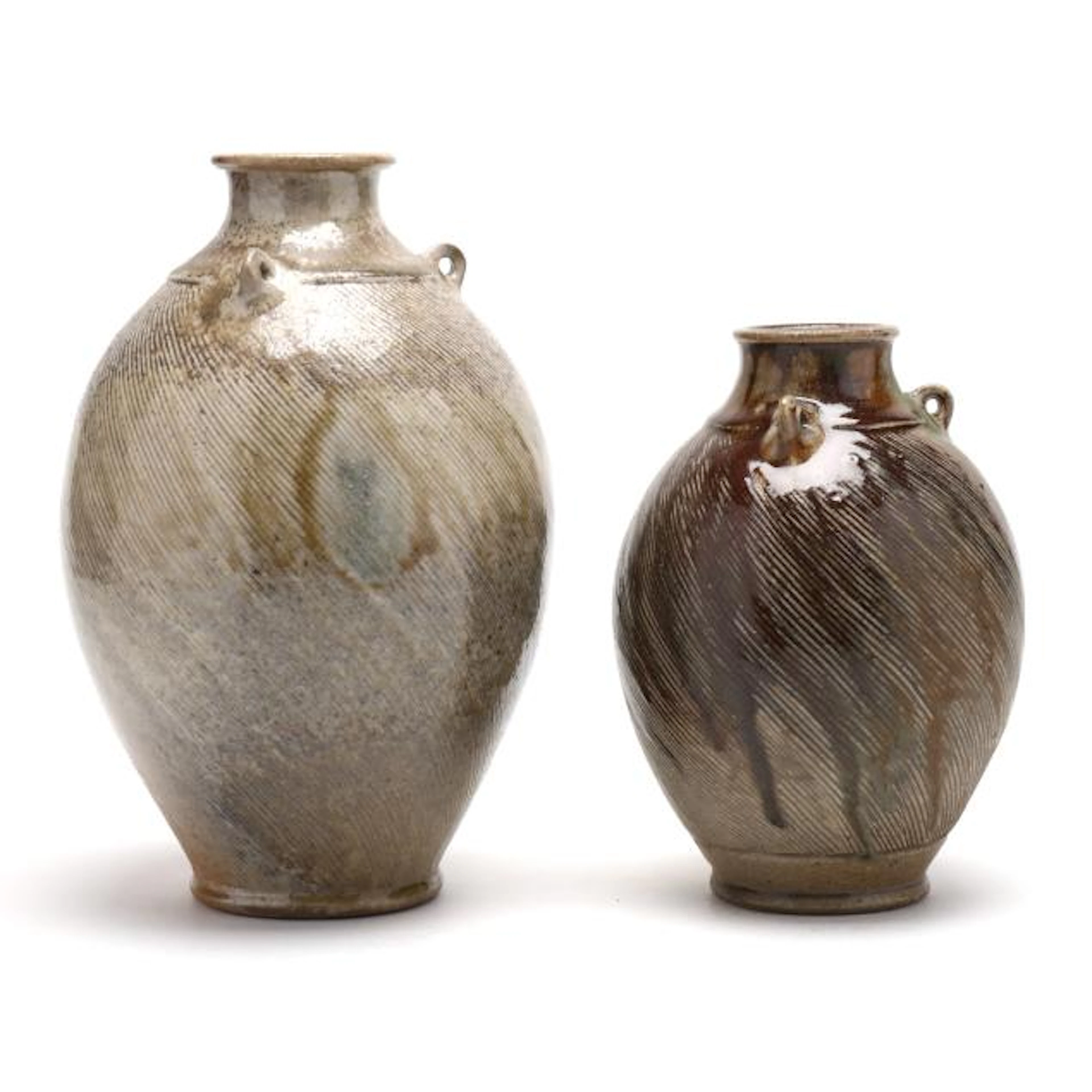 Ben Owen III (Seagrove, NC, b. 1968), Two Combed Edo Jars