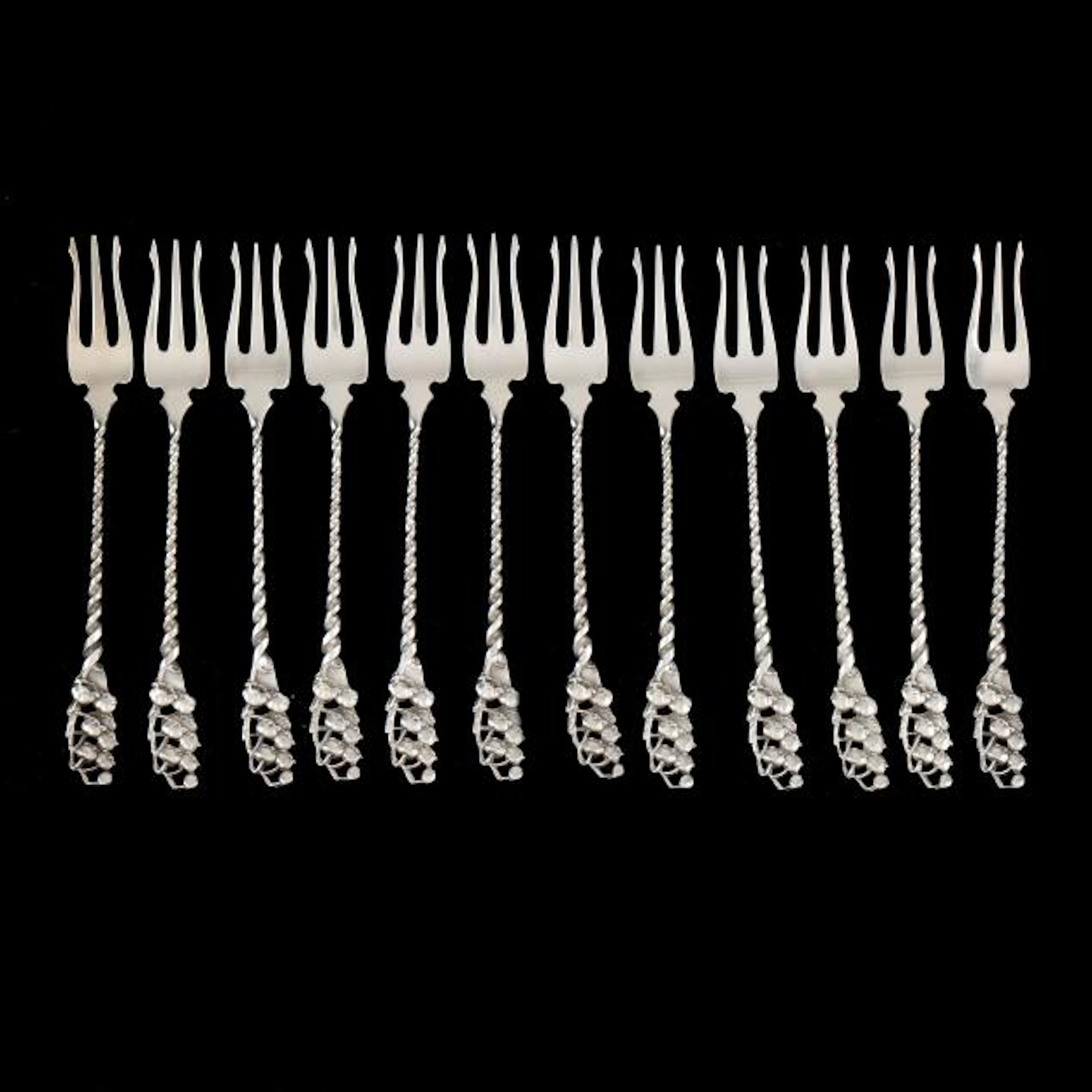 Set of Twelve Whiting Lily of the Valley Twisted Handle Sterling Silver