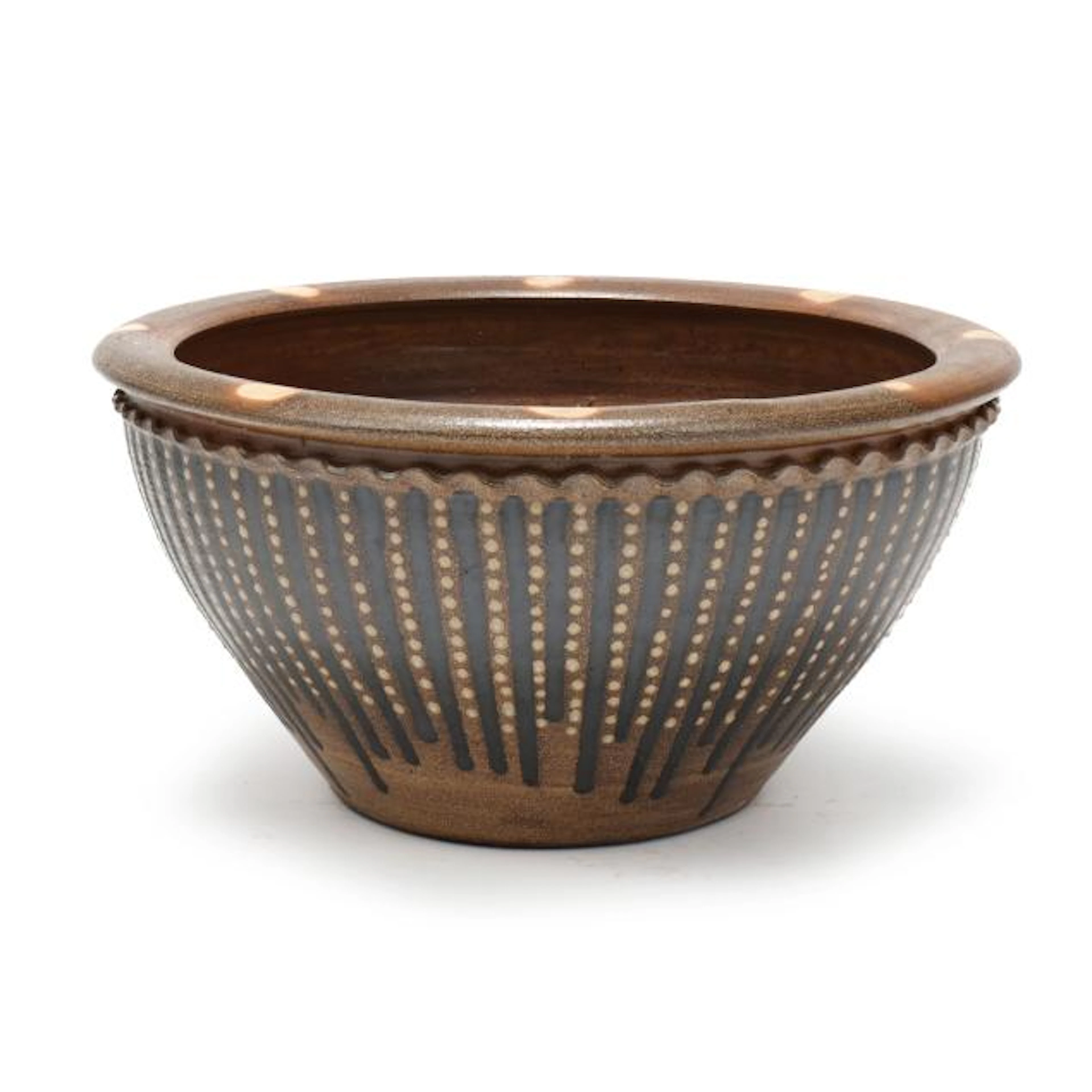 Mark Hewitt (NC, b. 1955), Manganese and Slip Decorated Stoneware Jardiniere