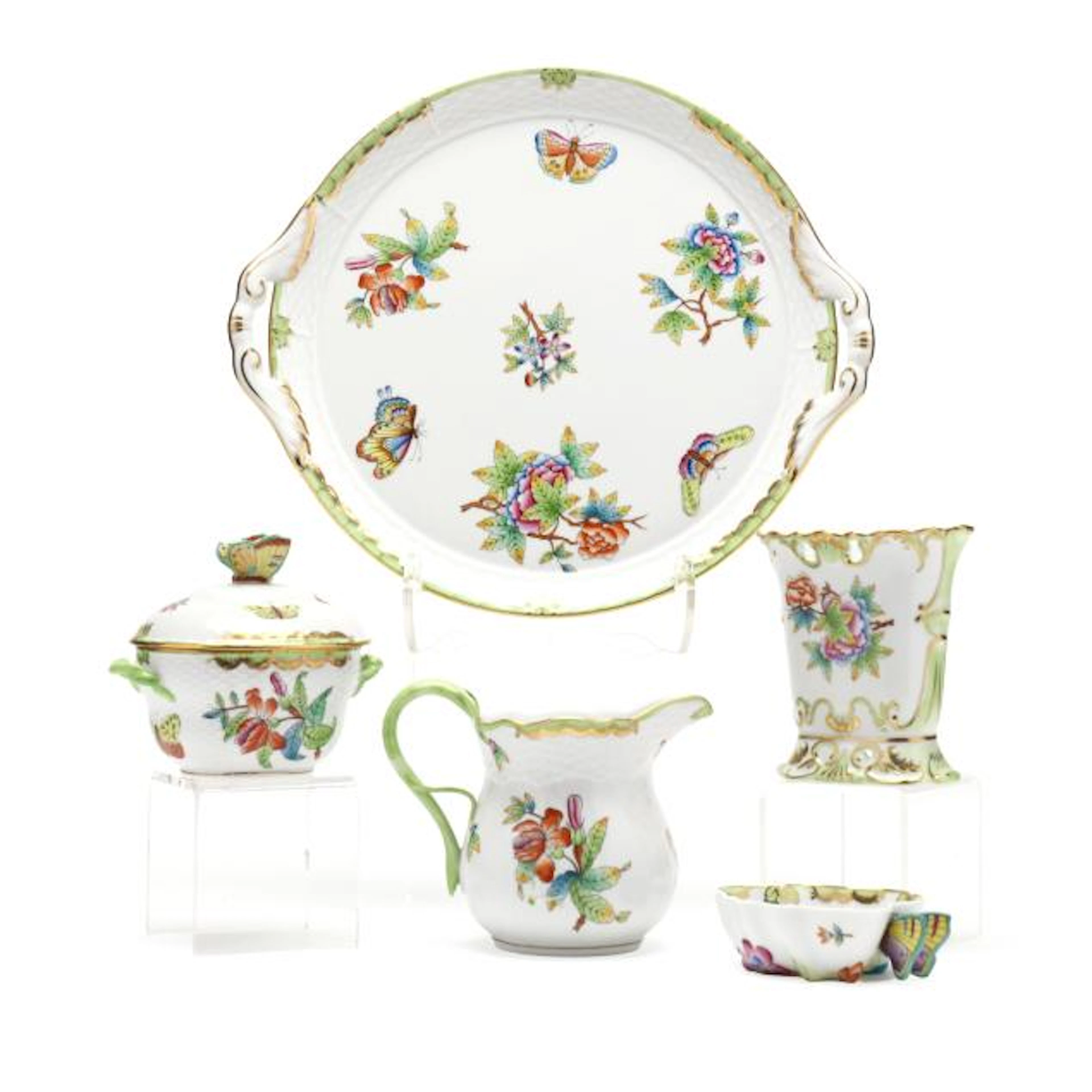 Five Assorted Herend Queen Victoria Table Items