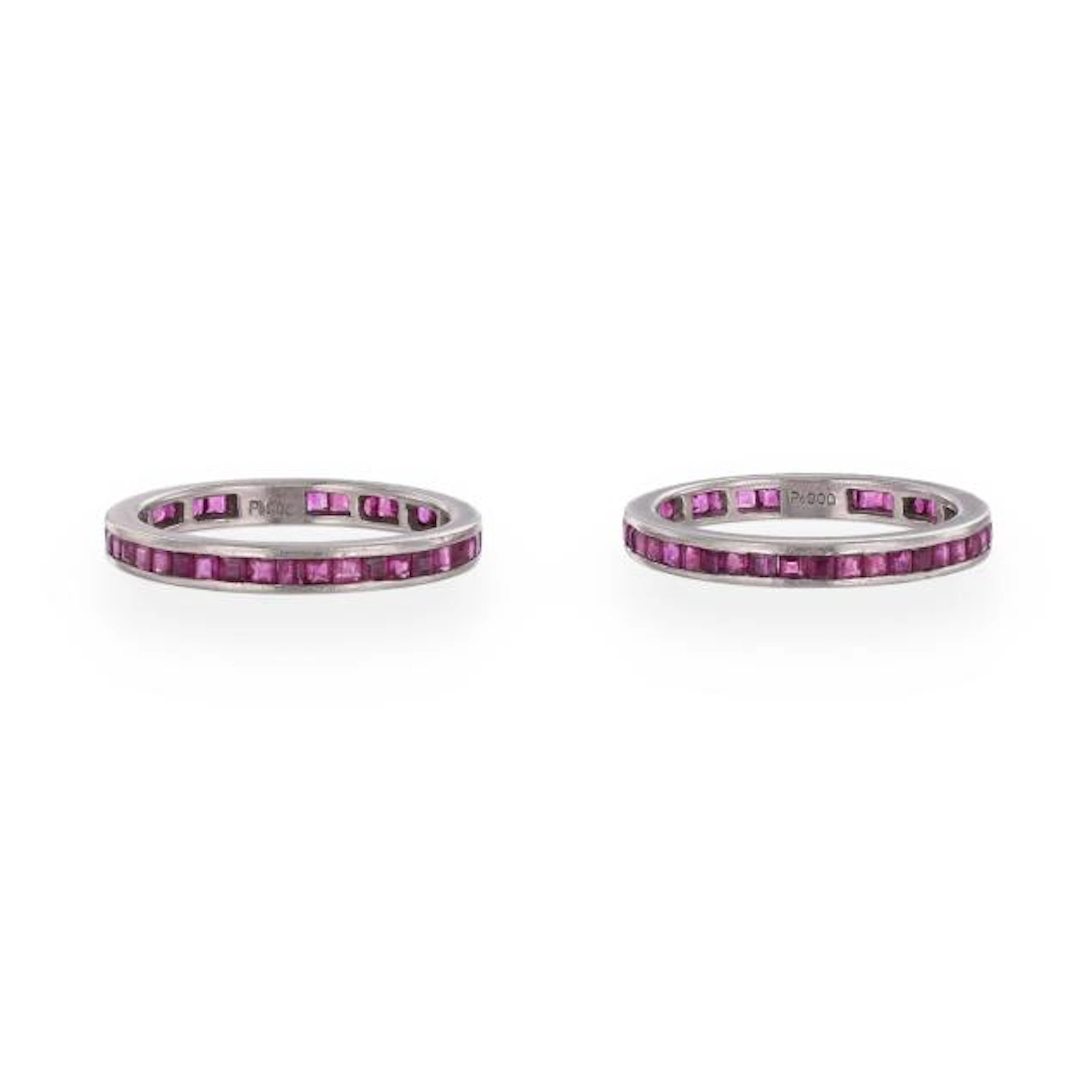Two Platinum and Ruby Eternity Bands