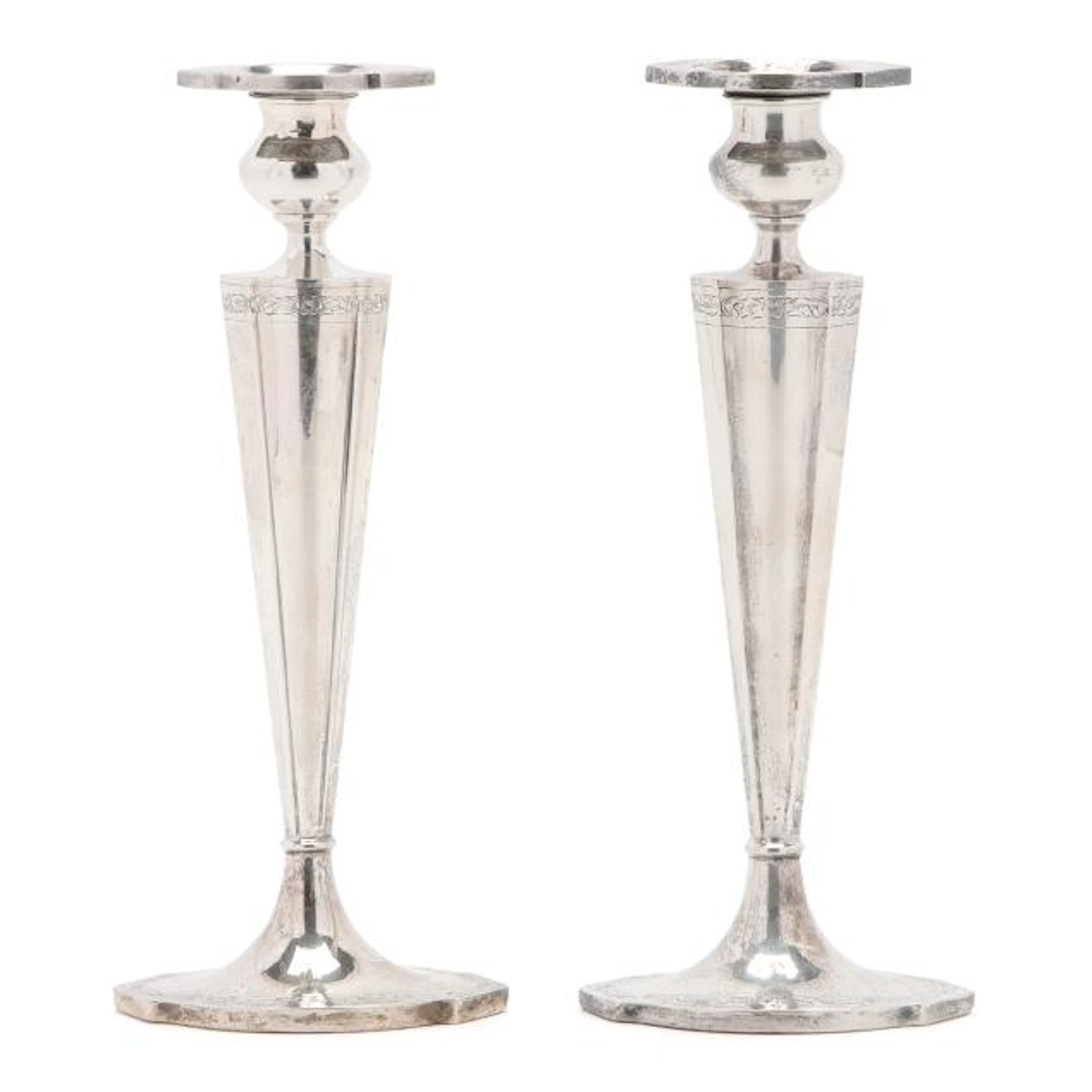 Pair of American Sterling Silver Candlesticks