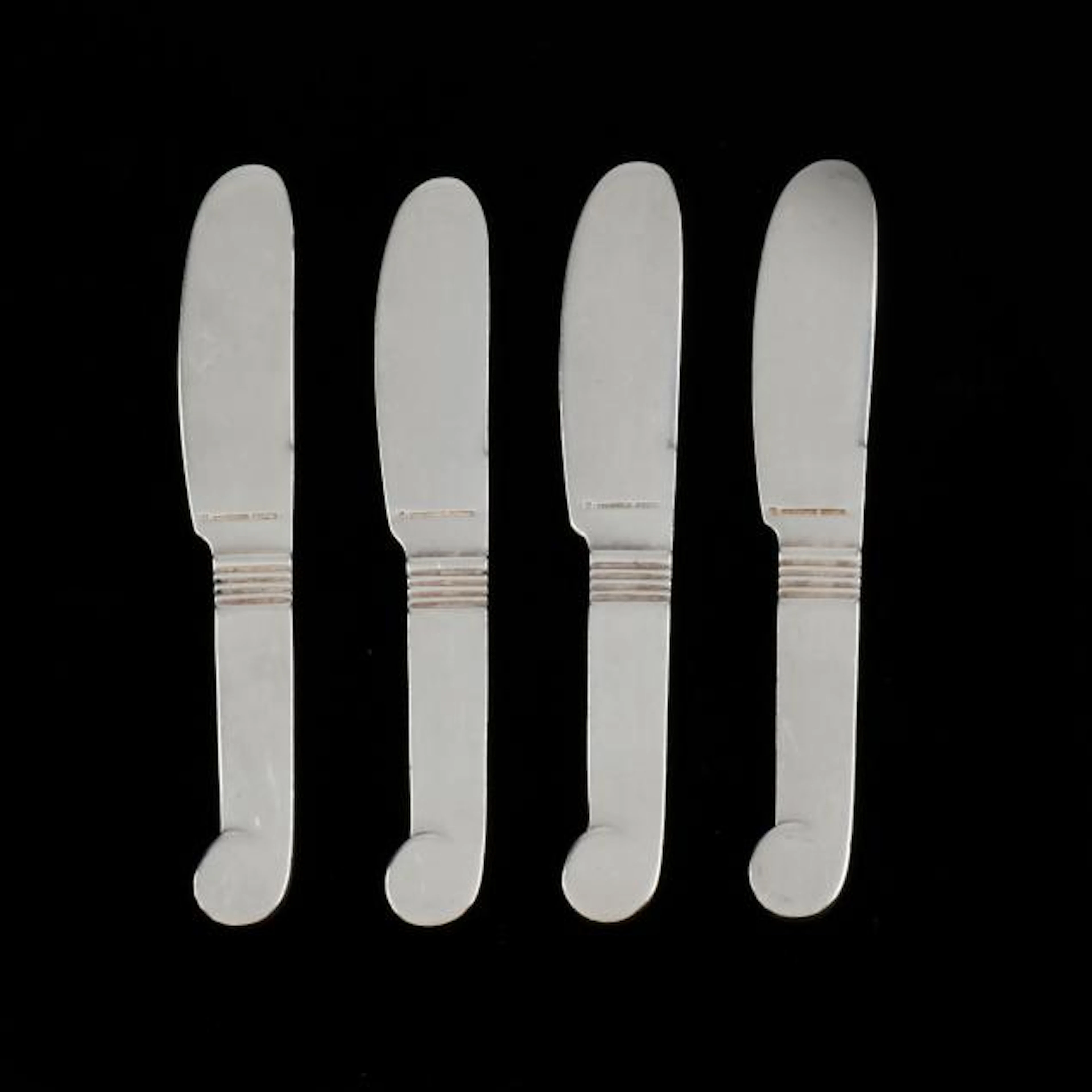 Luc Lanel for Christofle, Set of Four Silver-Plated Butter Spreaders