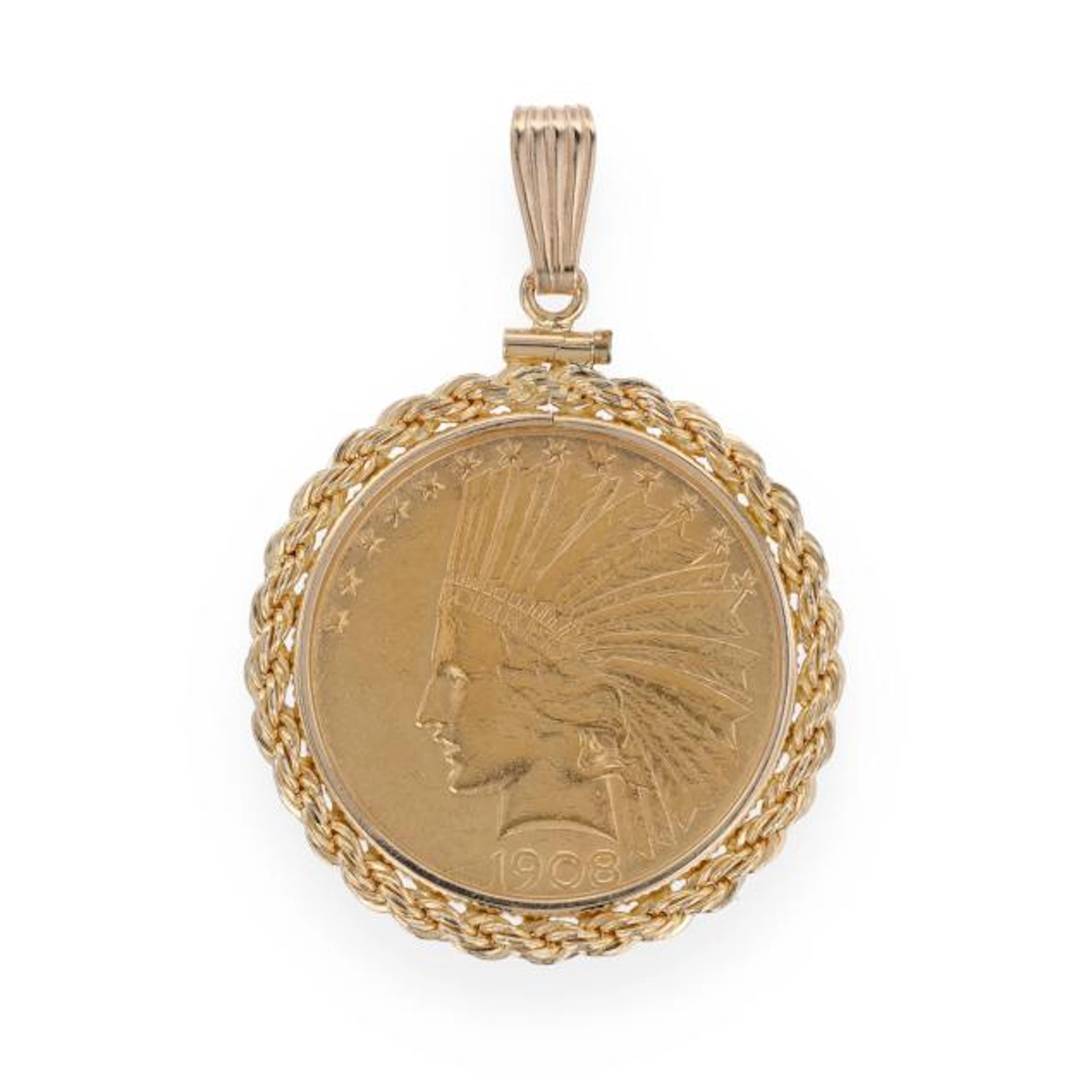 Gold Indian Head $10 Coin Pendant