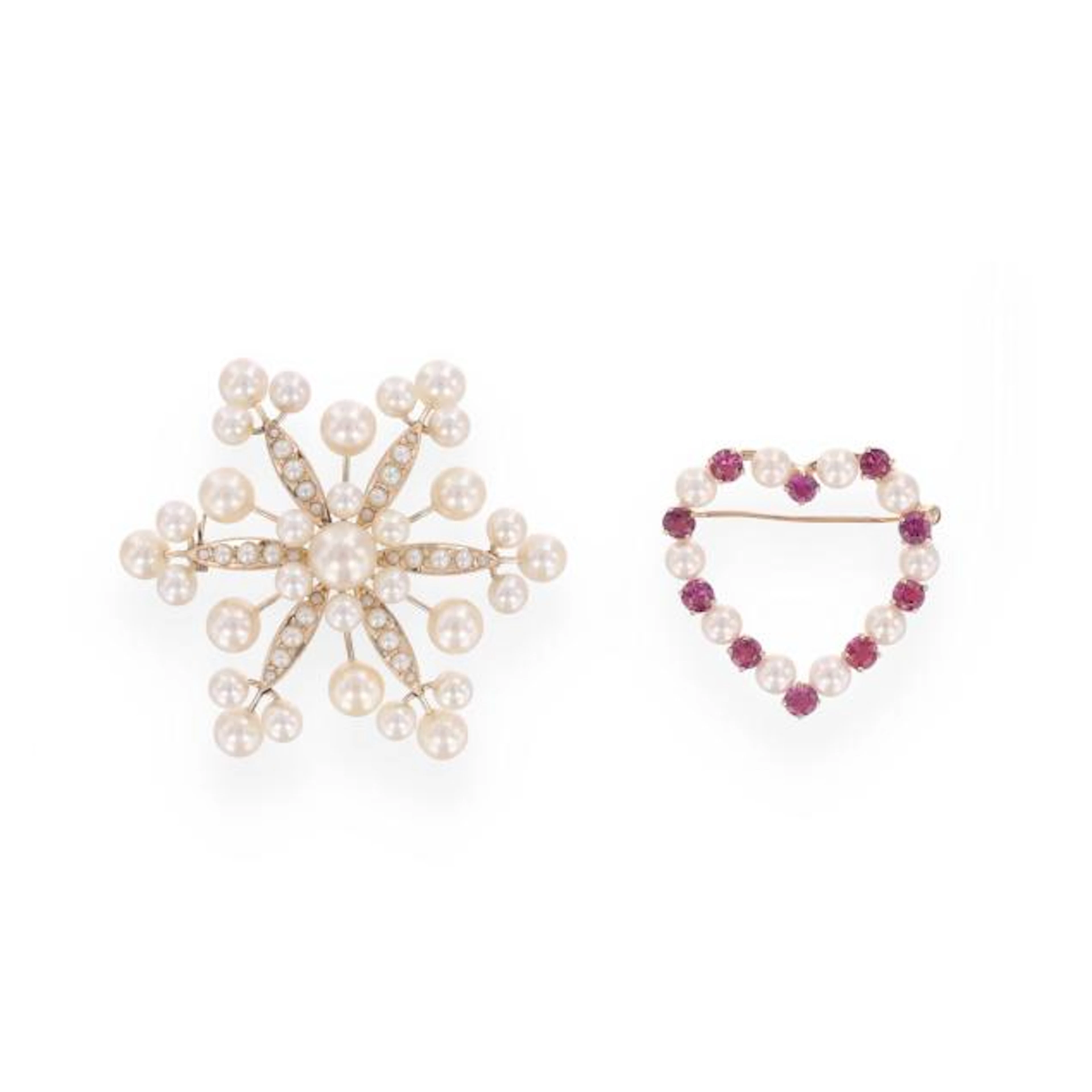 Two Gold and Pearl Brooches
