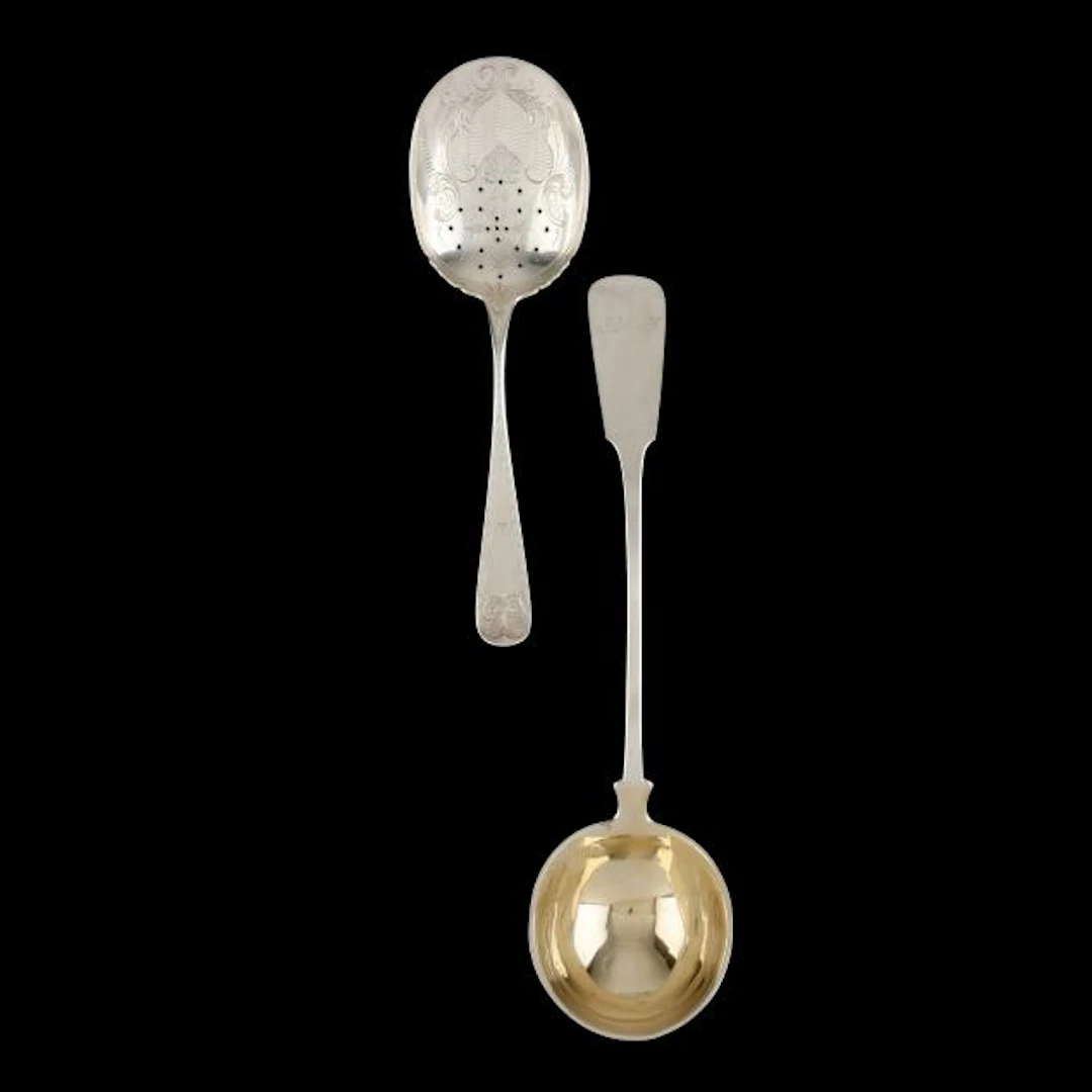Two Antique Silver Flatware Servers