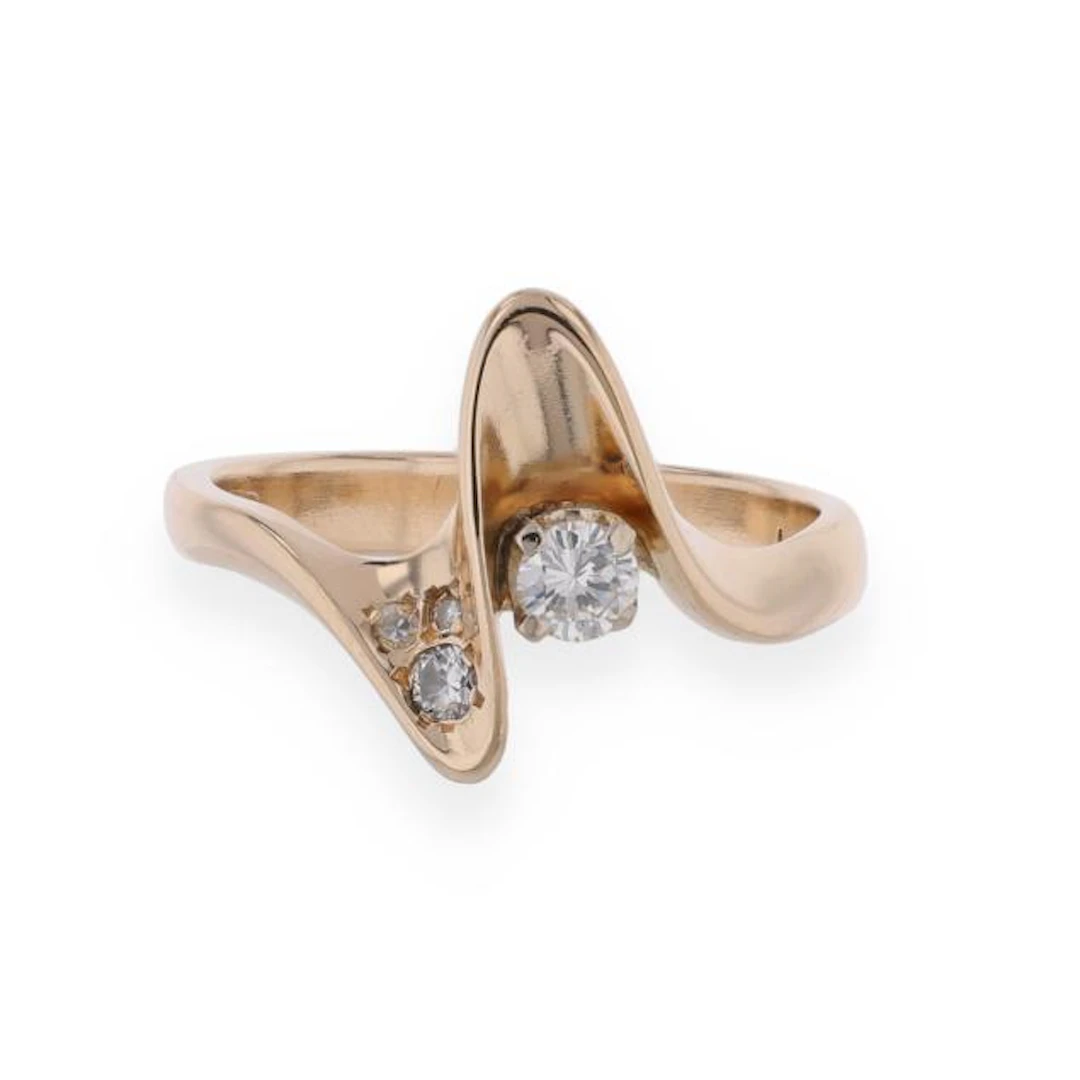 Gold and Diamond Freeform Ring