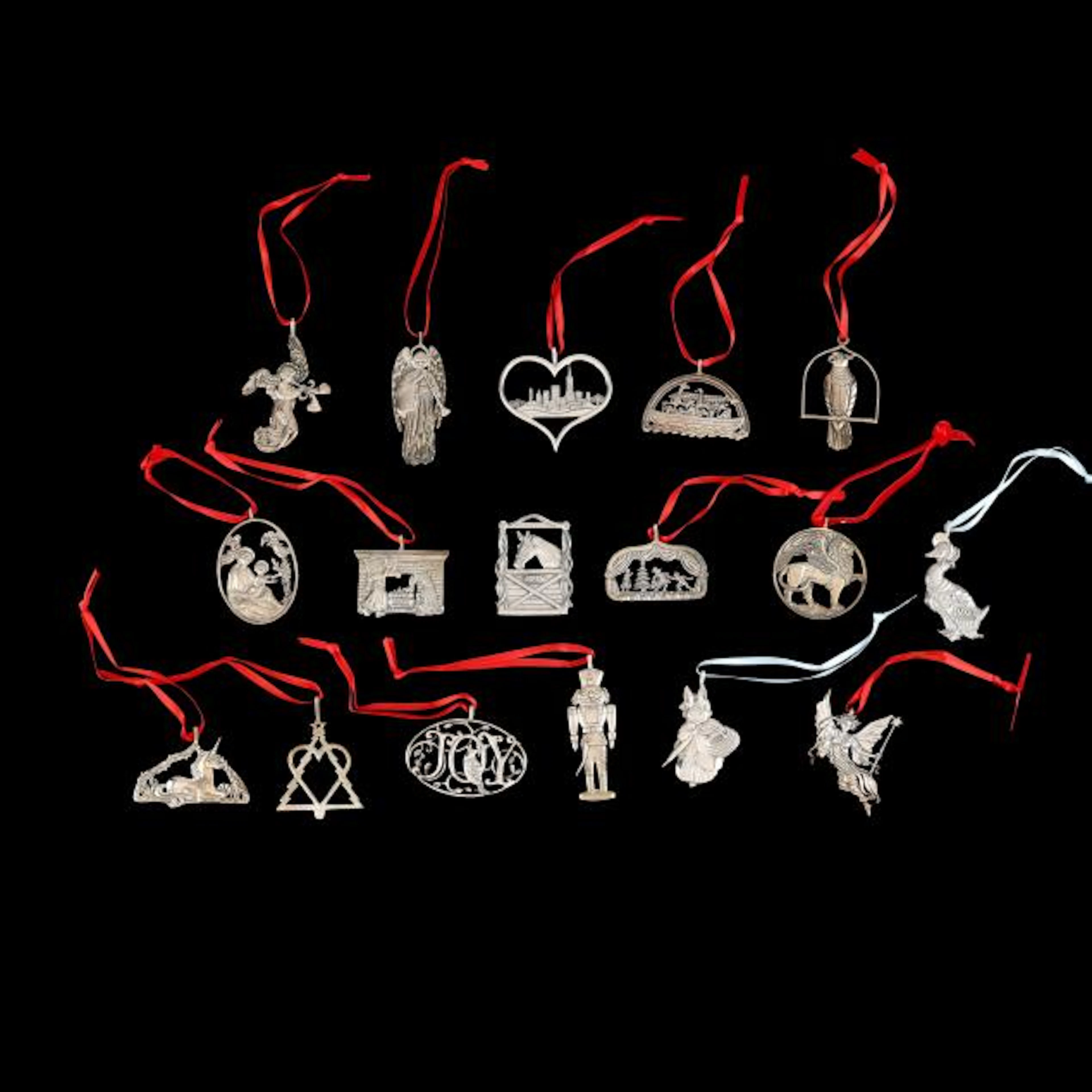 Hand & Hammer, (17) Sterling Silver Holiday Ornaments