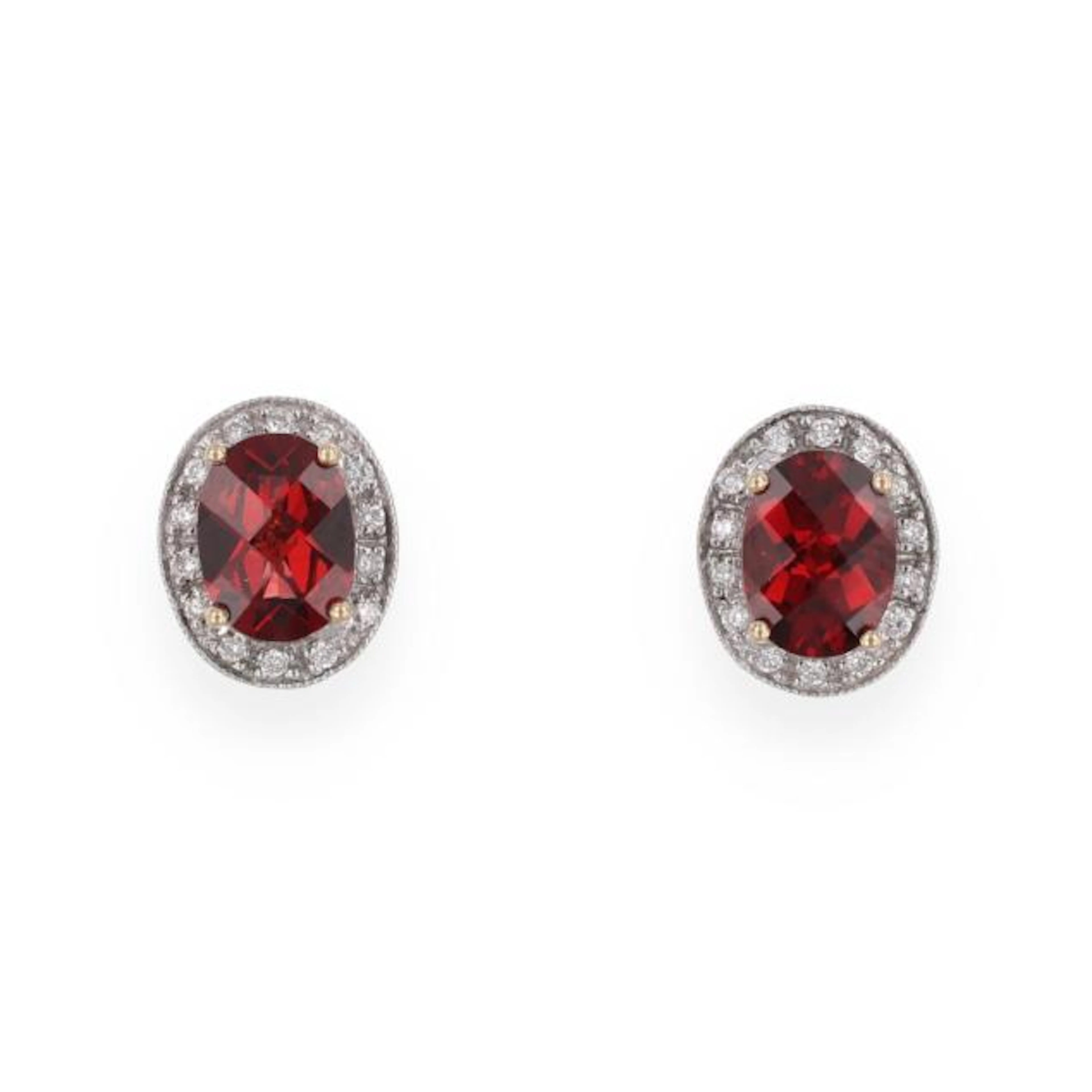White Gold, Garnet, and Diamond Earrings