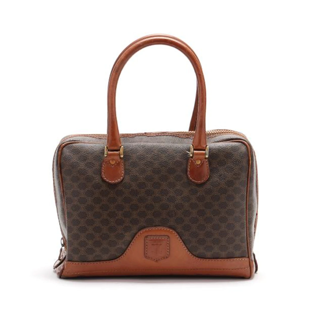Vintage Brown Macadam Satchel Handbag, Celine