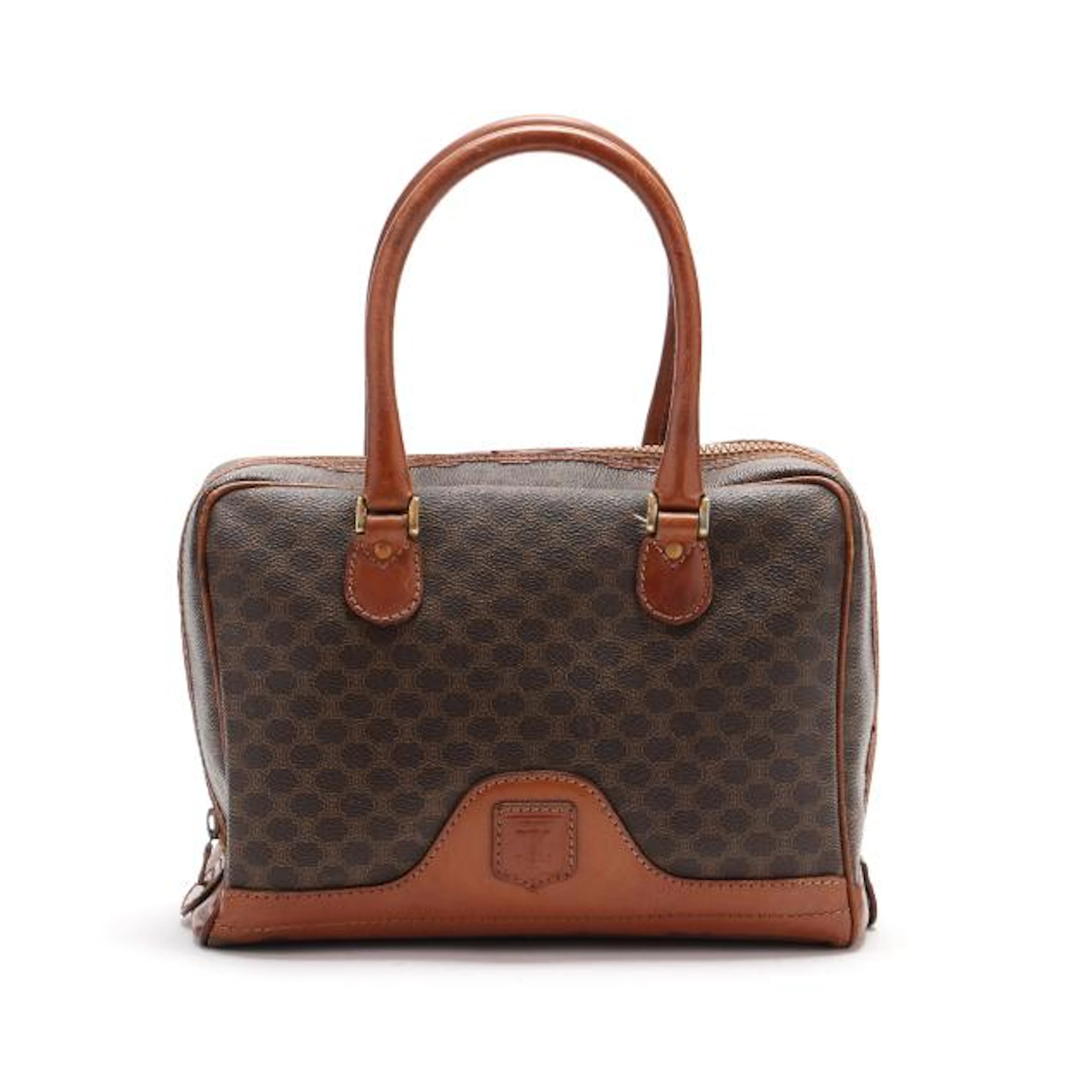 Vintage Brown Macadam Satchel Handbag, Celine