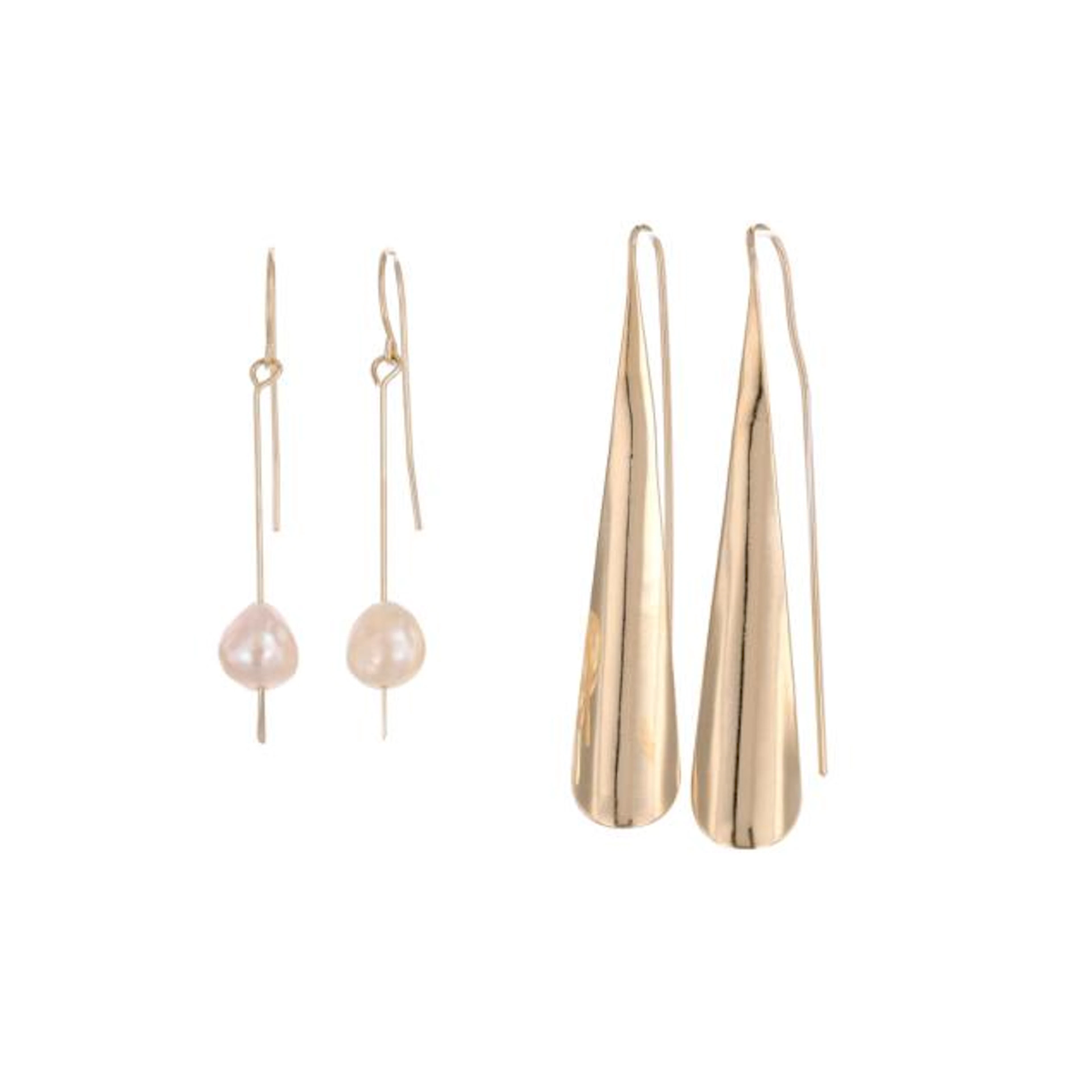 Two Pairs of Gold Drop Earrings