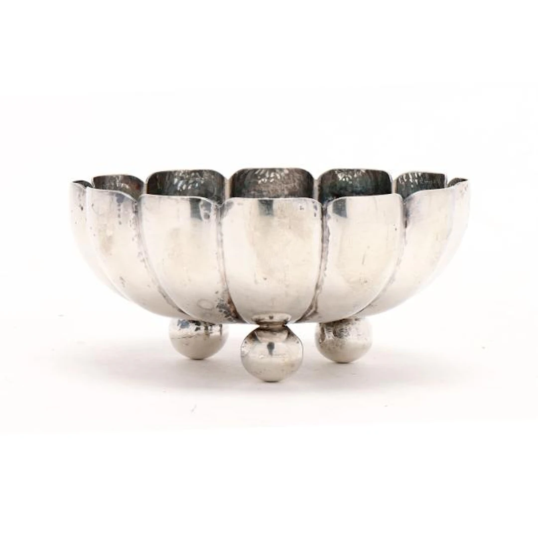 Mexican Silver Footed Bowl, Mark of Plateria Alameda Juarez