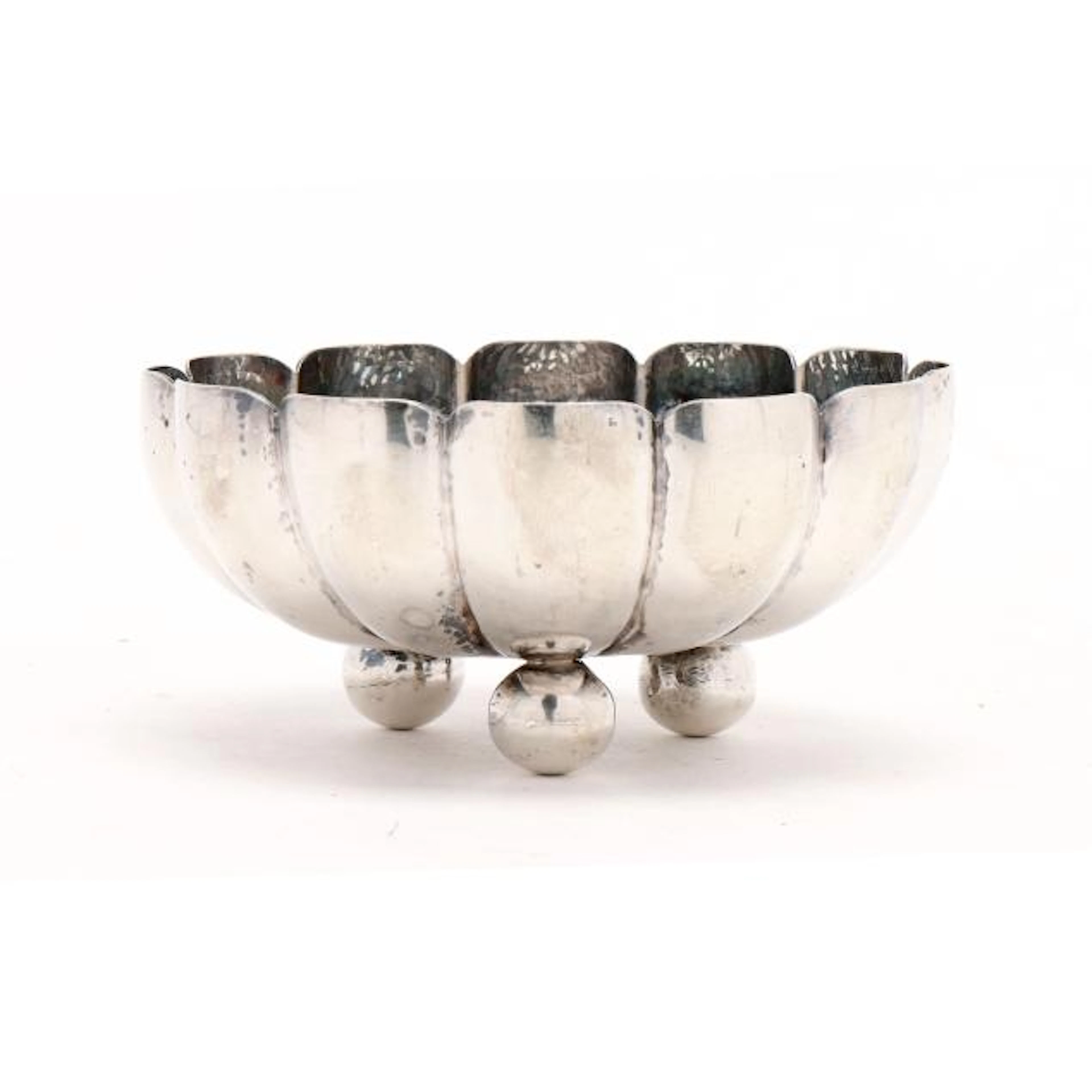 Mexican Silver Footed Bowl, Mark of Plateria Alameda Juarez