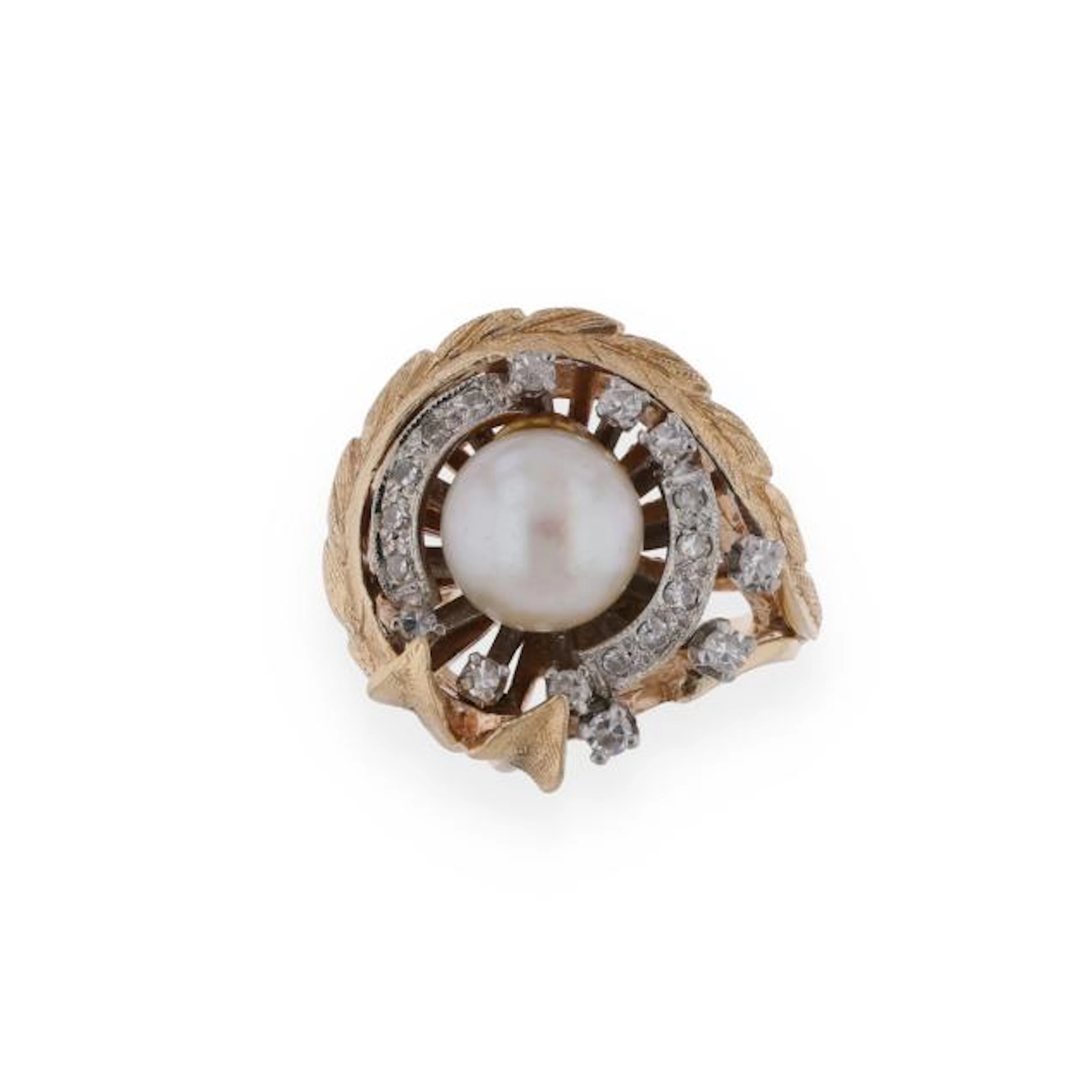 Vintage Gold, Pearl, and Diamond Ring