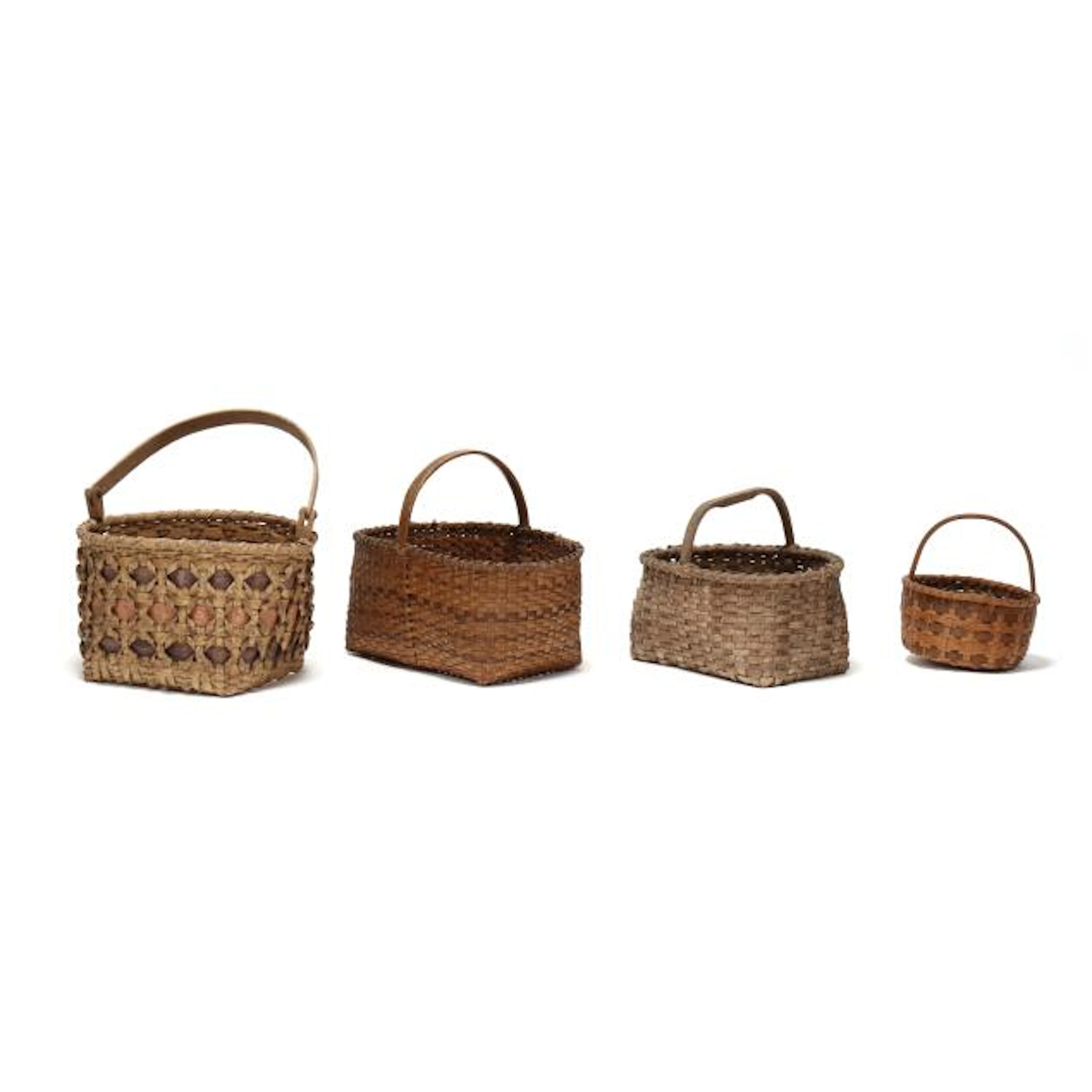Four Vintage American Stave-Type Baskets