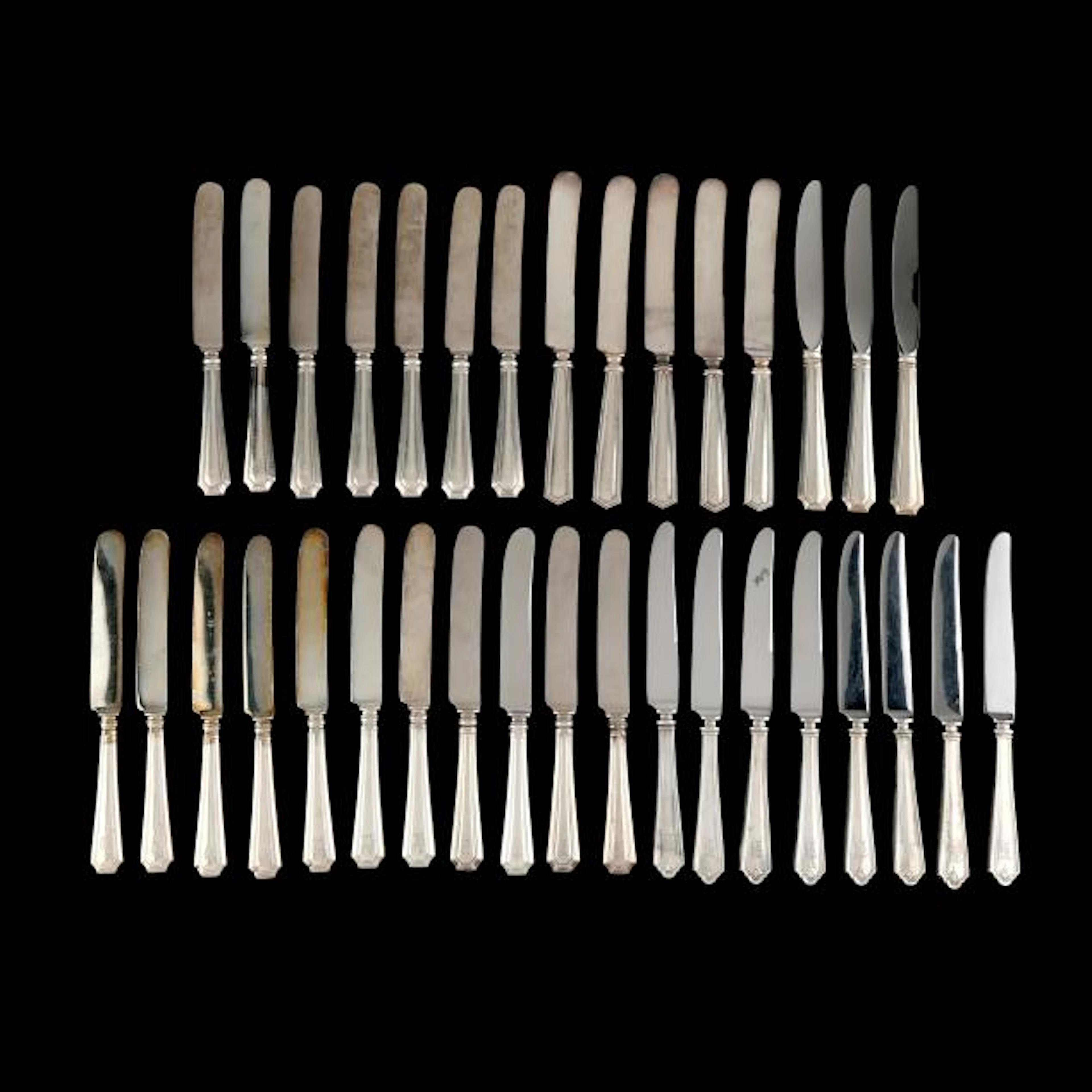 Collection of (34) American Sterling Silver Place Knives