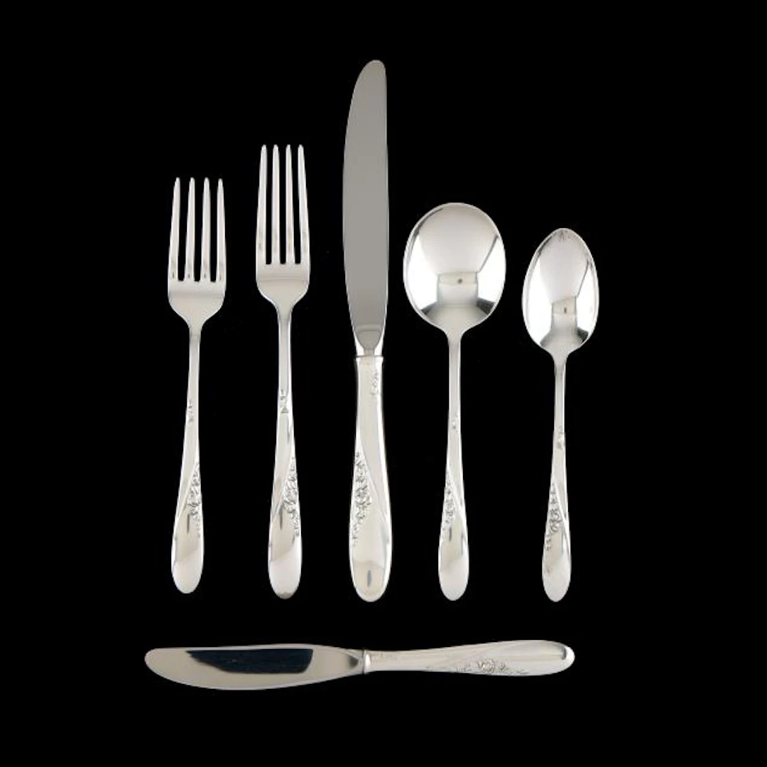 Easterling Rose Spray Sterling Silver Flatware Service