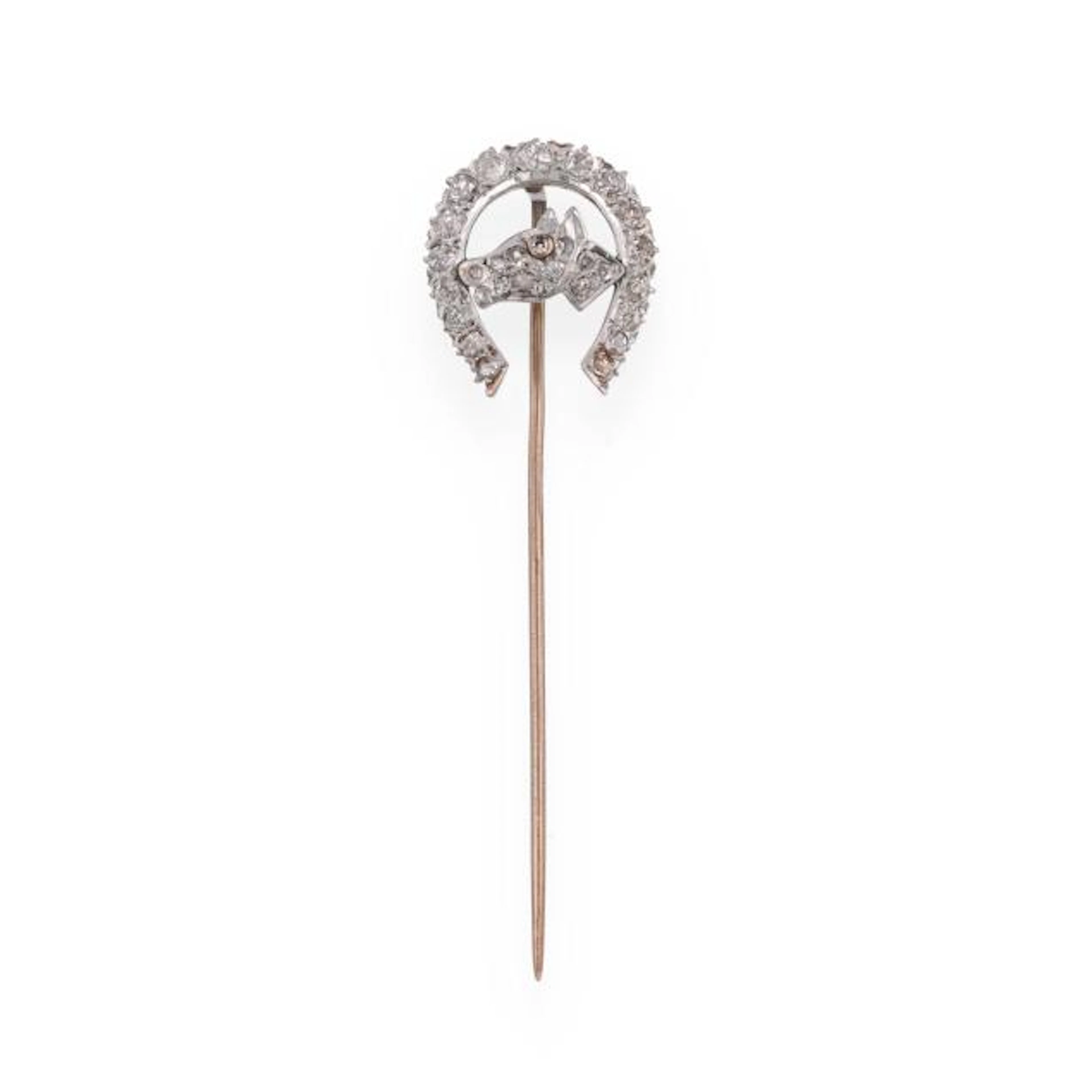 Antique Gold and Diamond Horseshoe Motif Stick Pin