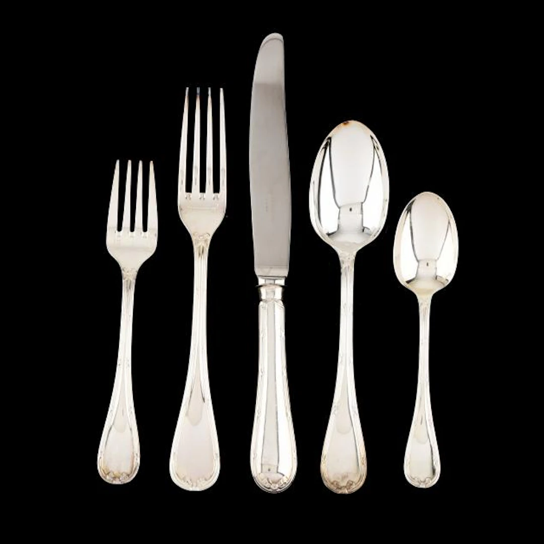 Christofle Rubans Silver-Plated Flatware Service for Thirteen